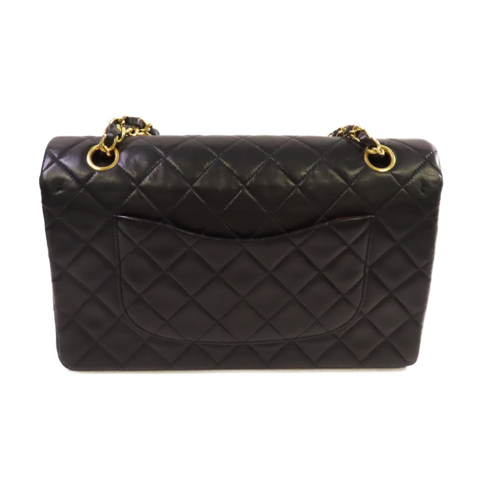 CHANEL 菱格牛皮皮革Vintage Classic Chain Shoulder Bag金扣鏈帶肩背袋黑色