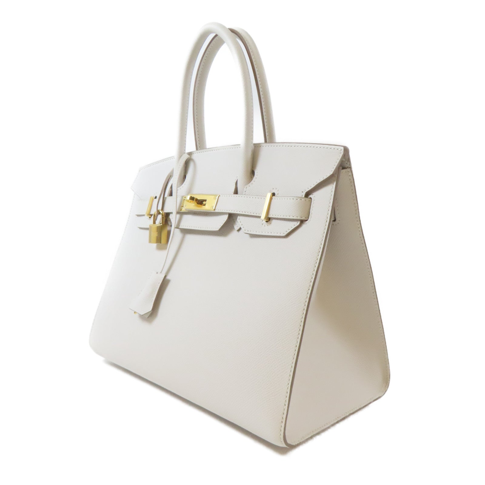 HERMES Epsom皮革Birkin 30金扣手挽袋白色