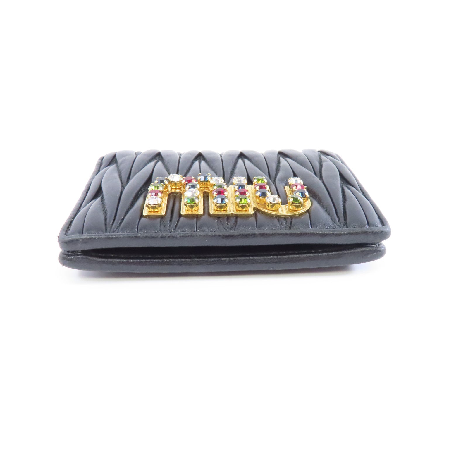 Miu Miu 羊皮皮革Matelasse Wallet金扣錢包黑色