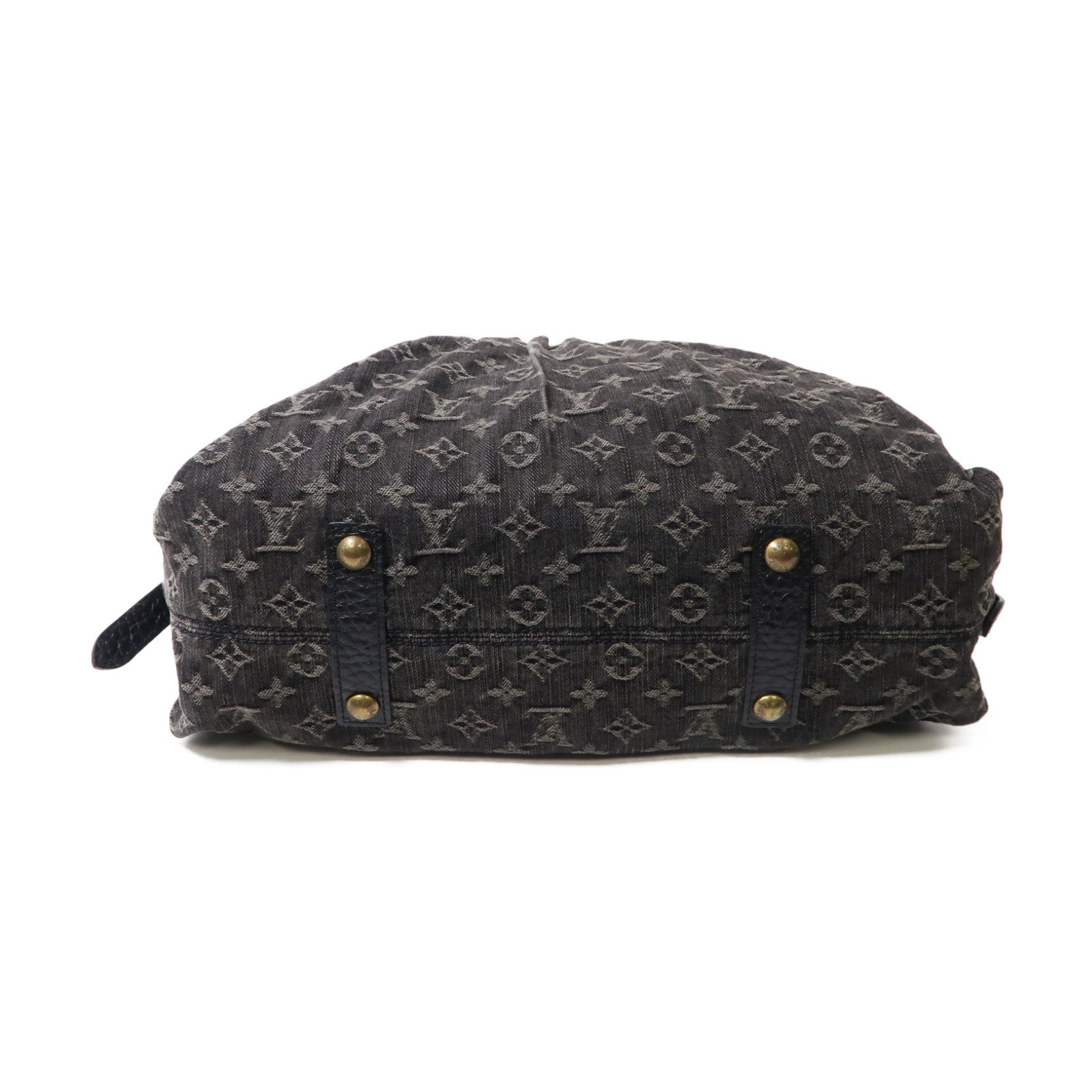 LOUIS VUITTON Monogram Denim Neo Cabby MM金扣肩背袋黑色