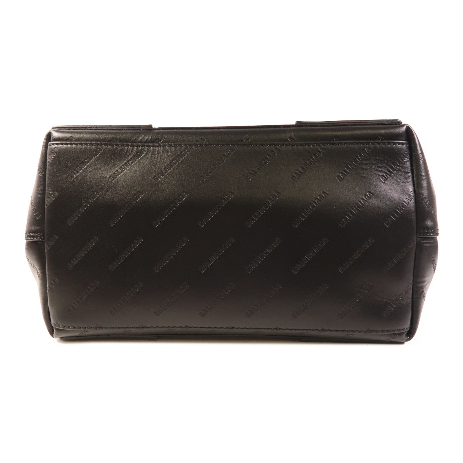 BALENCIAGA Navy Cabas Handbag 339933 Calfskin Leather Black