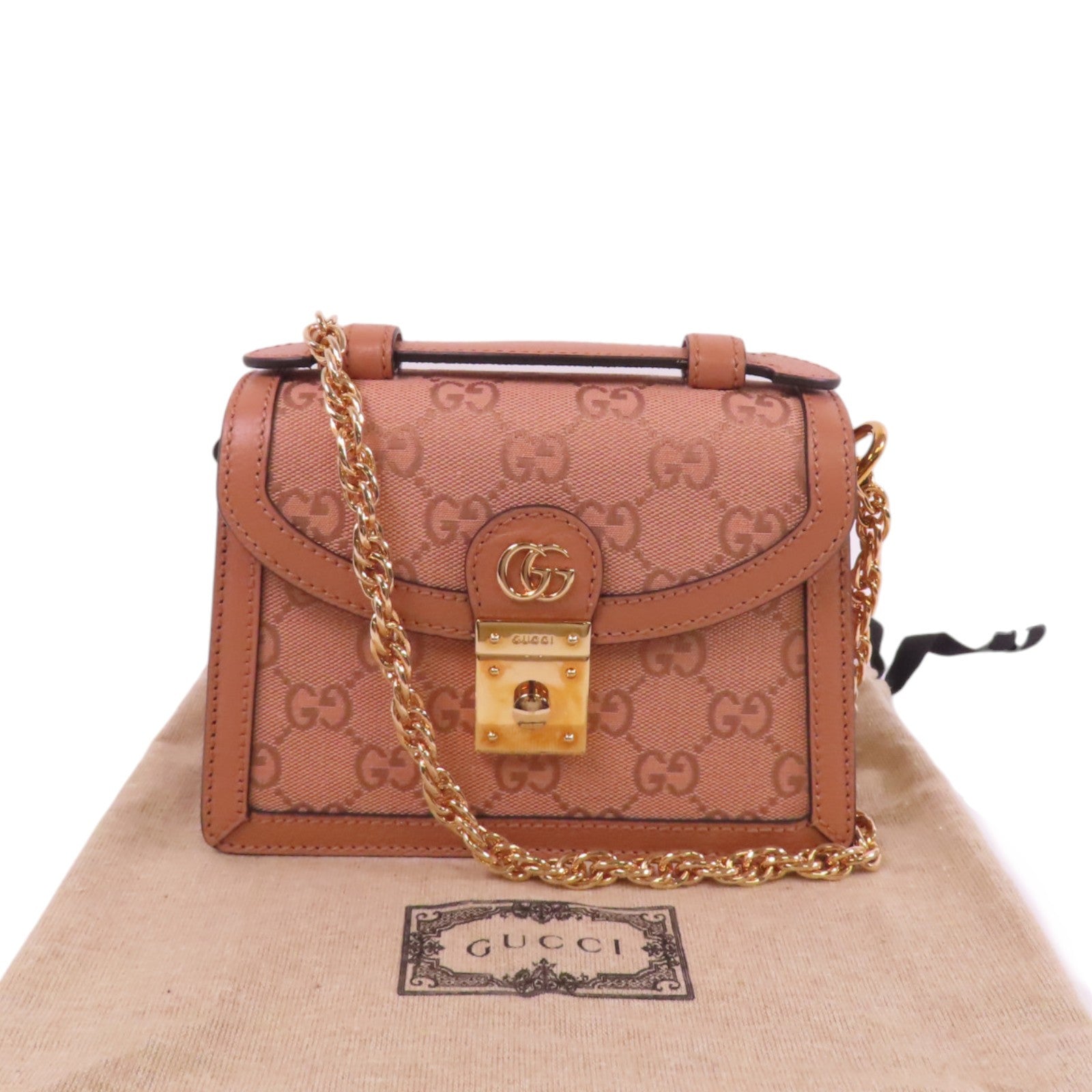 GUCCI GG帆布Ophida GG Supreme Bag金扣鏈帶肩背袋