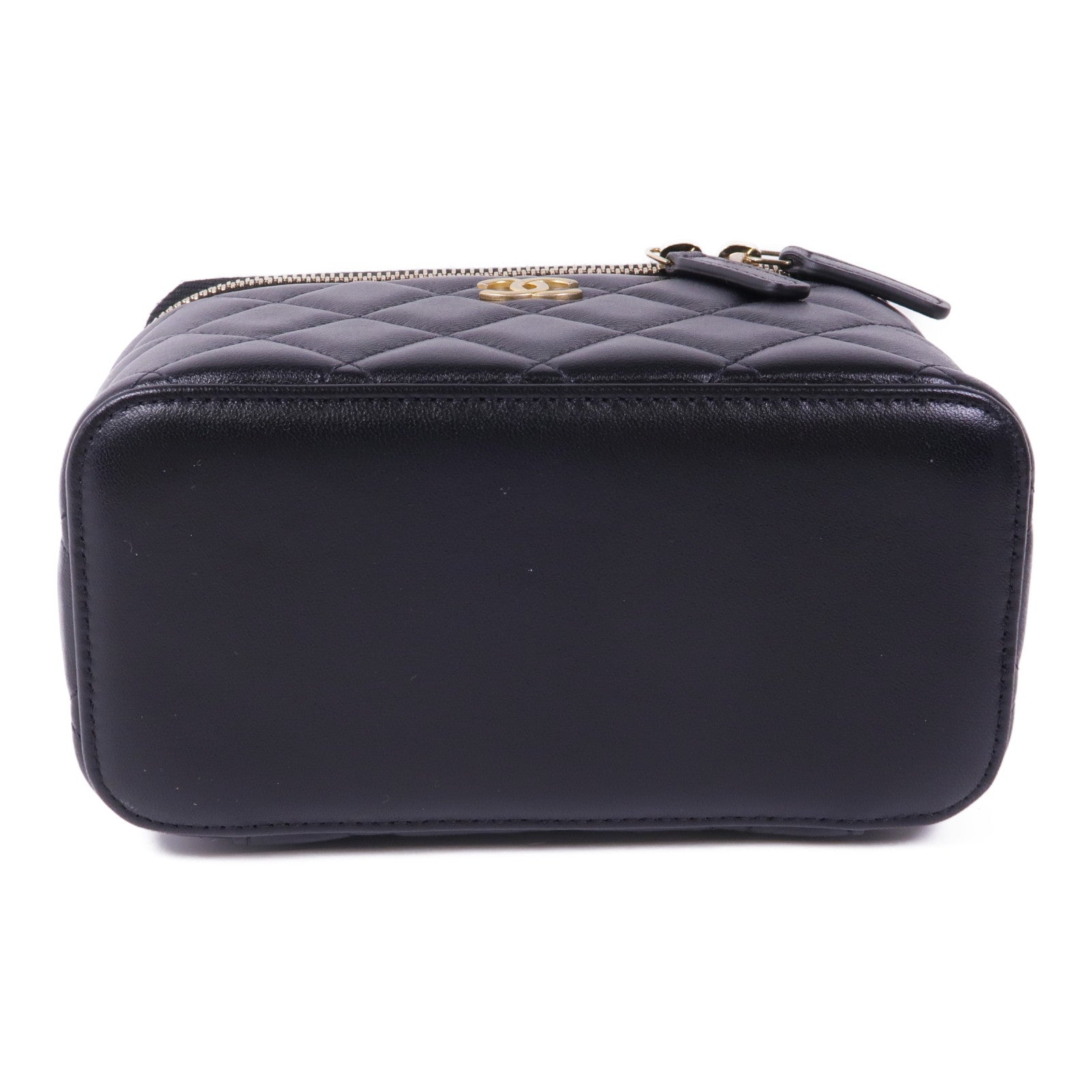 CHANEL 羊皮皮革Vanity Case金扣鏈帶手挽肩背兩用袋