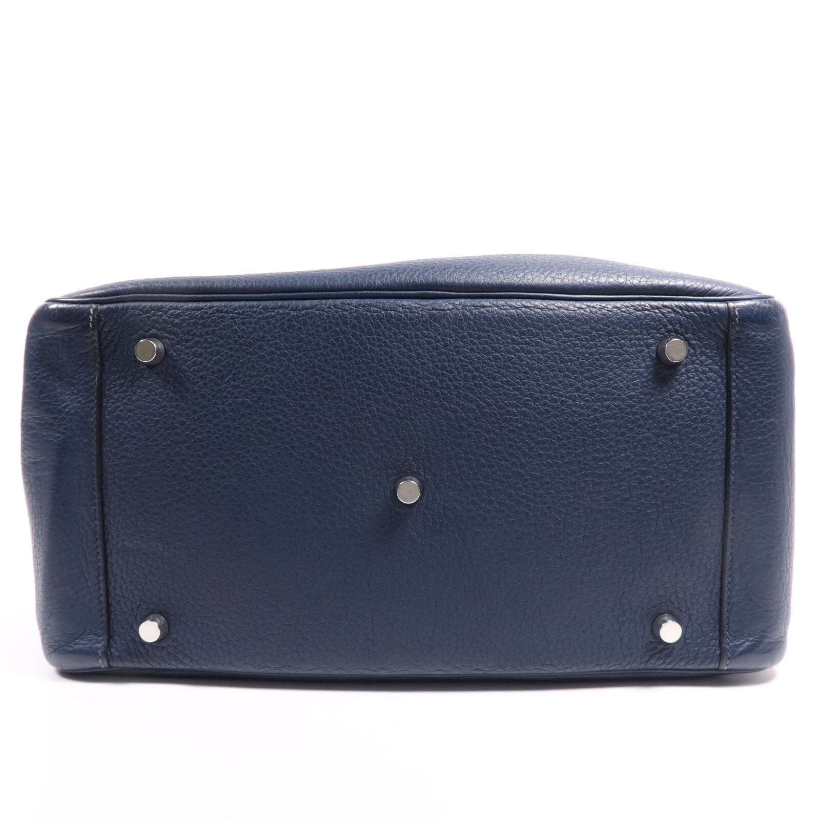 HERMES Clemence皮革Lindy 34銀扣手挽肩背兩用袋Navy