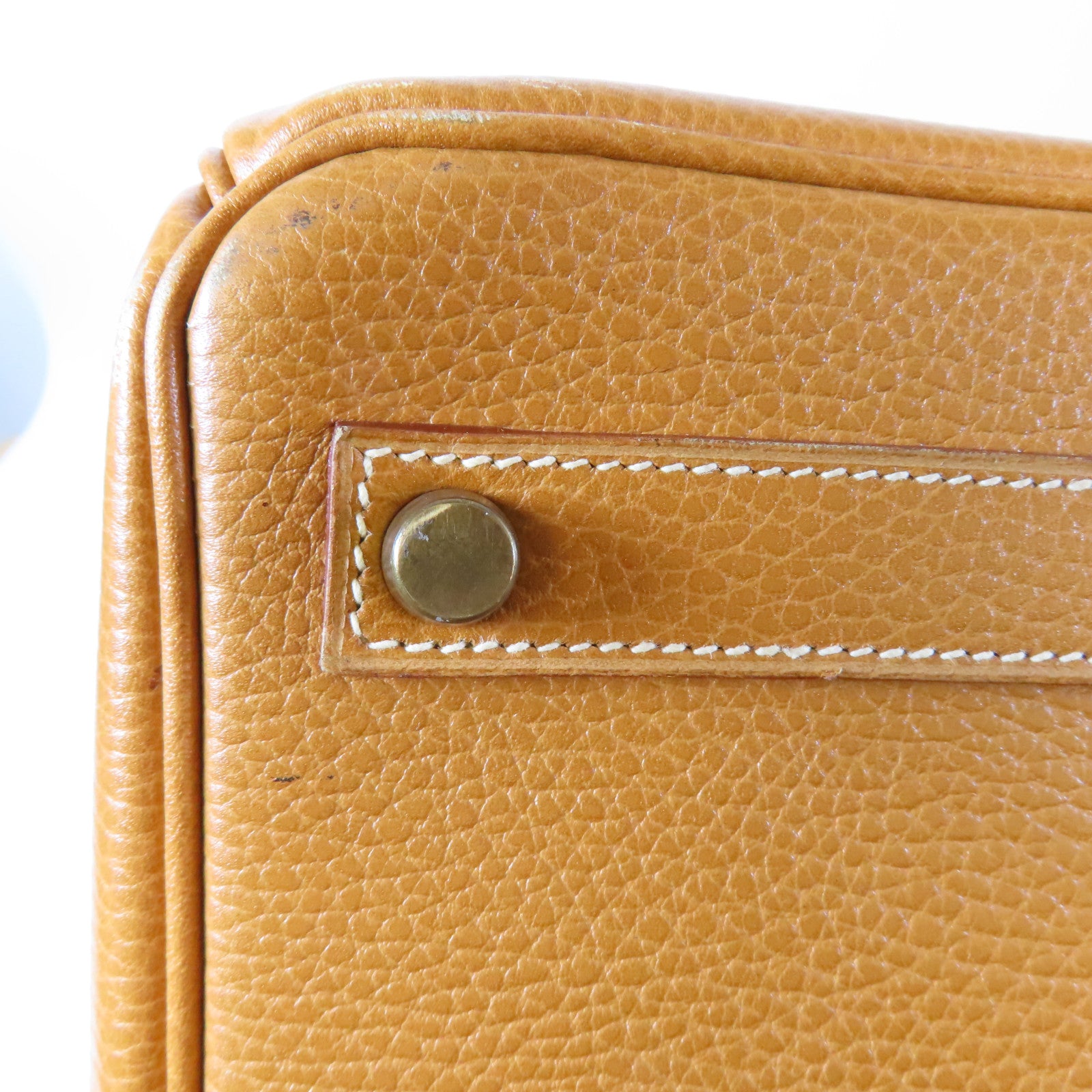 HERMES Ardennes皮革Haut a Courroies 32金扣手挽袋Caramel/啡色