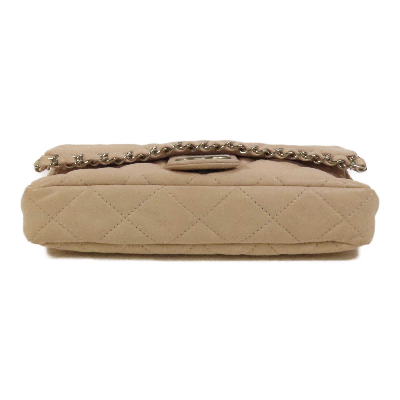 CHANEL 牛皮皮革Chain Shoulder銀扣肩背袋