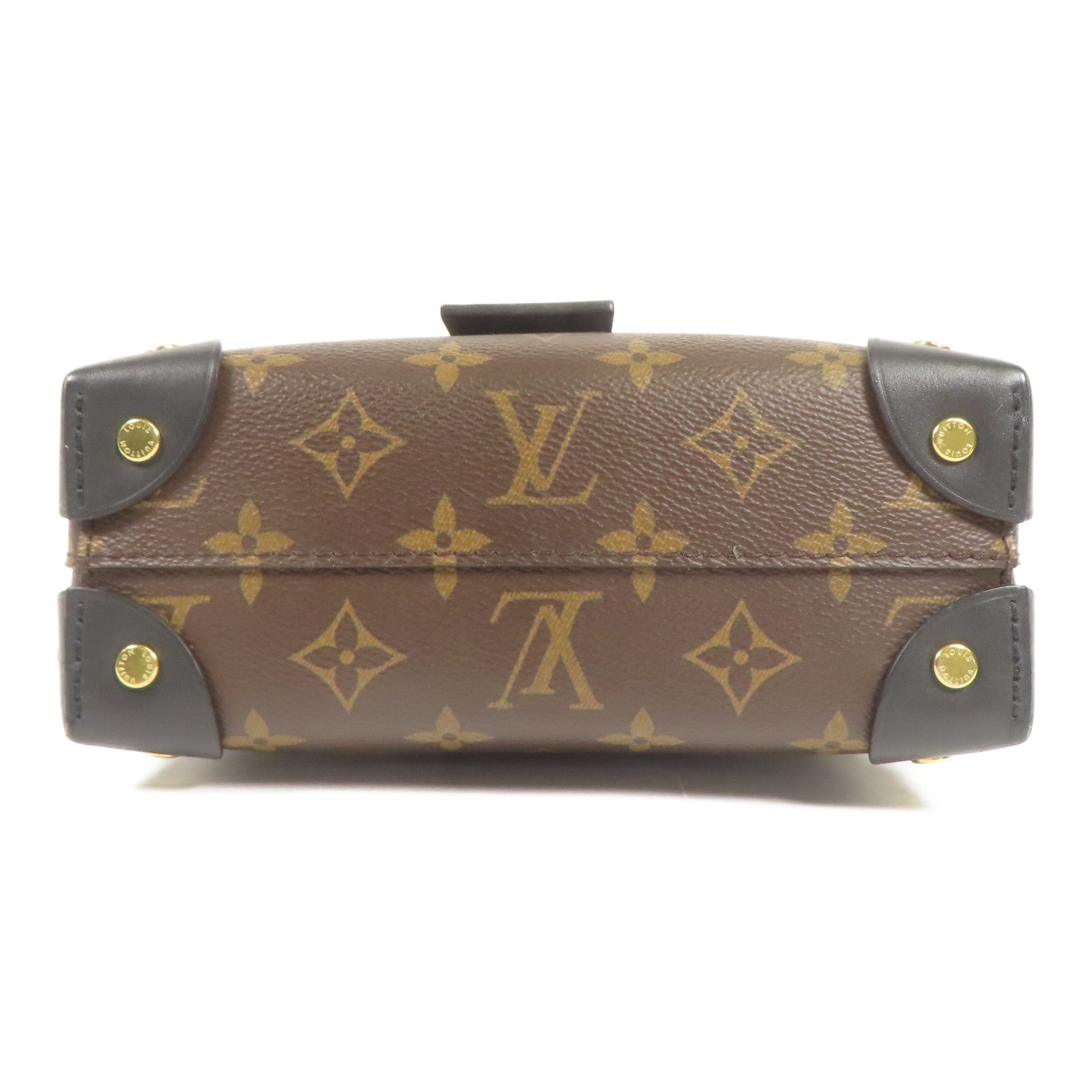 LOUIS VUITTON Monogram Petite Malle Souple金扣手挽肩背兩用袋棕色