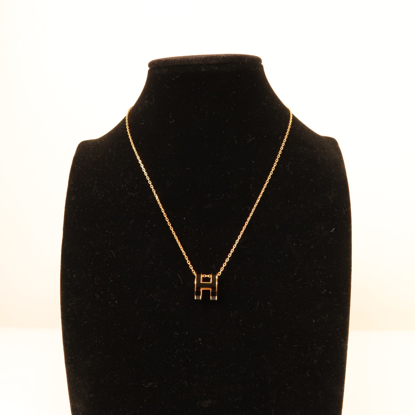HERMES 金屬Pop H Mini Necklace項鍊黒色/金色