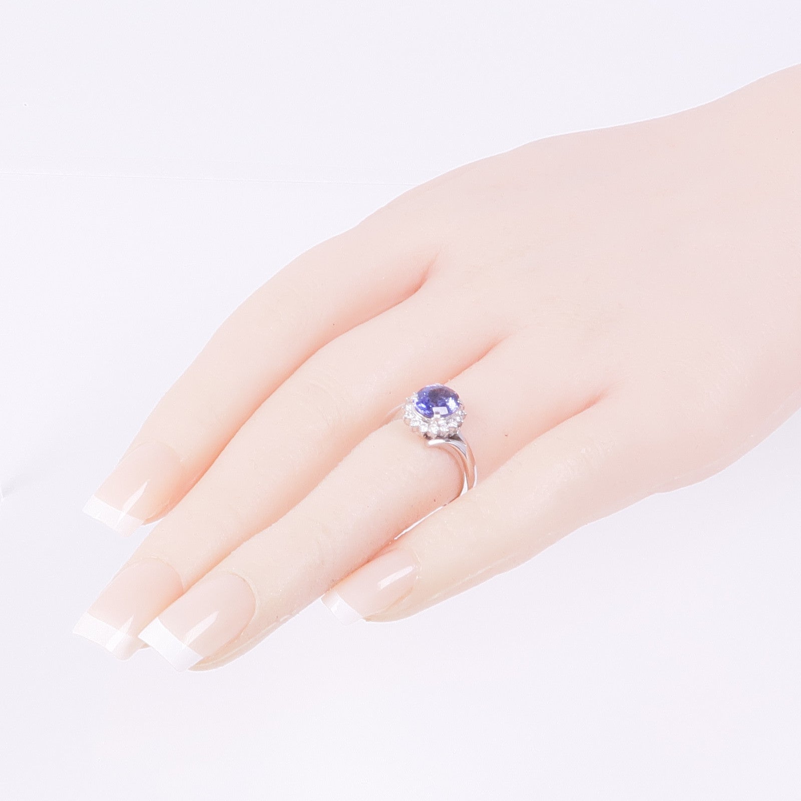 JEWELRY PT850鉑金Blue Spinel Diamond Ring藍色尖晶石/鑽石戒指US#5.25
