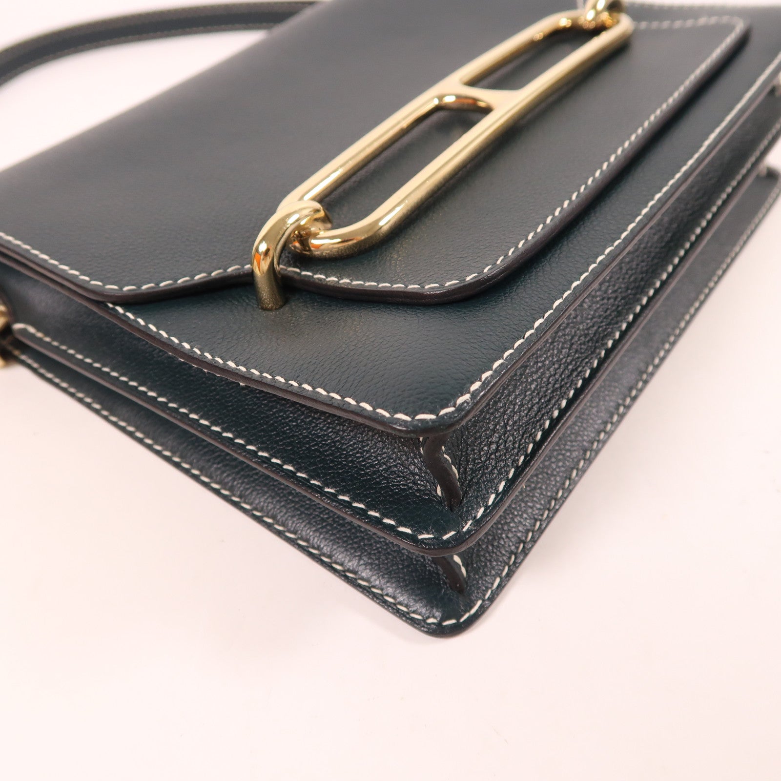 HERMES Evercolor皮革Roulis 23金扣肩背袋Vert Cypres