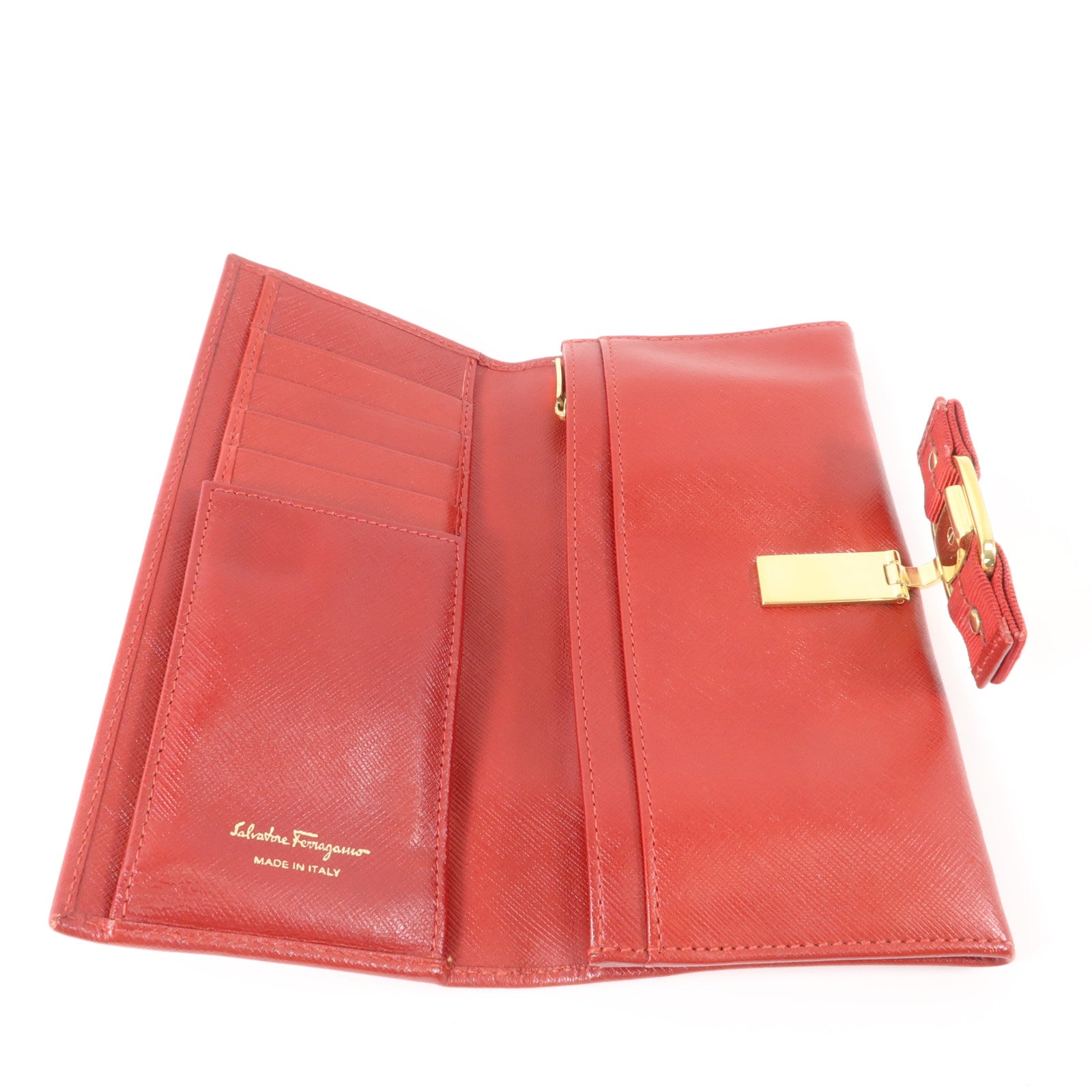 Salvatore Ferragamo Saffiano皮革Vara Bow Long Wallet金扣長錢包