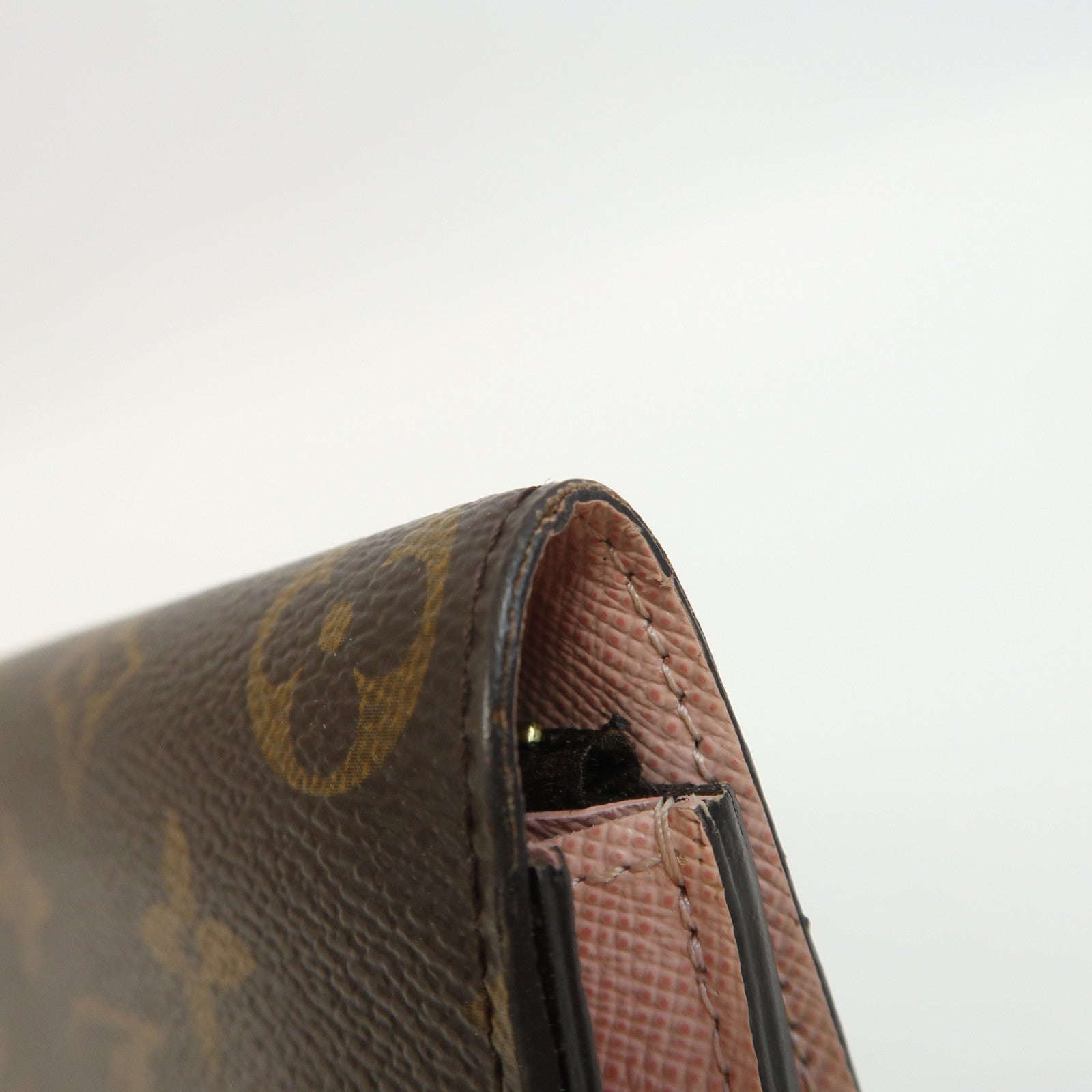 LOUIS VUITTON Monogram Emilie Wallet金扣長錢包啡色/粉紅色