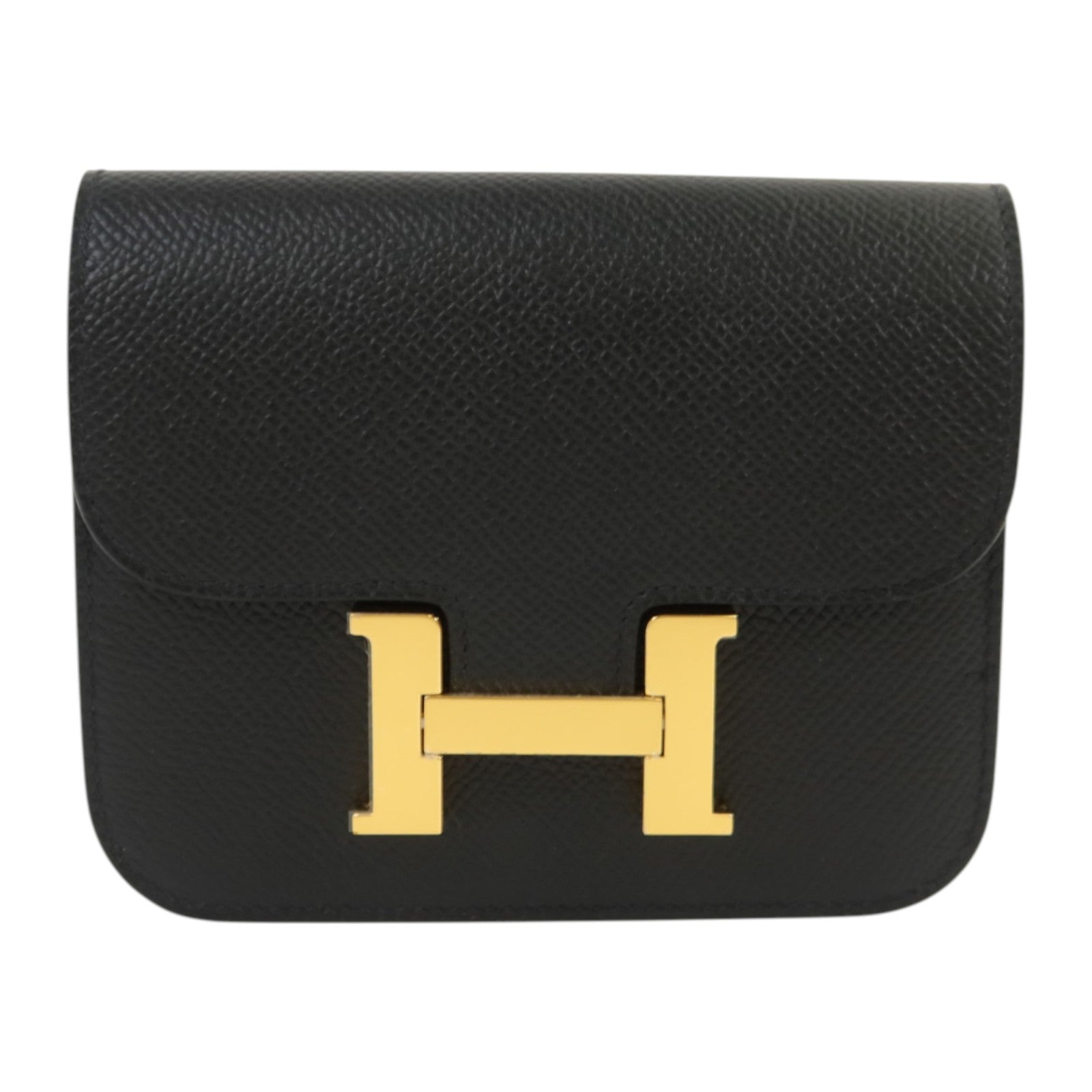 HERMES Epsom皮革Constance Slim金扣錢包Noir