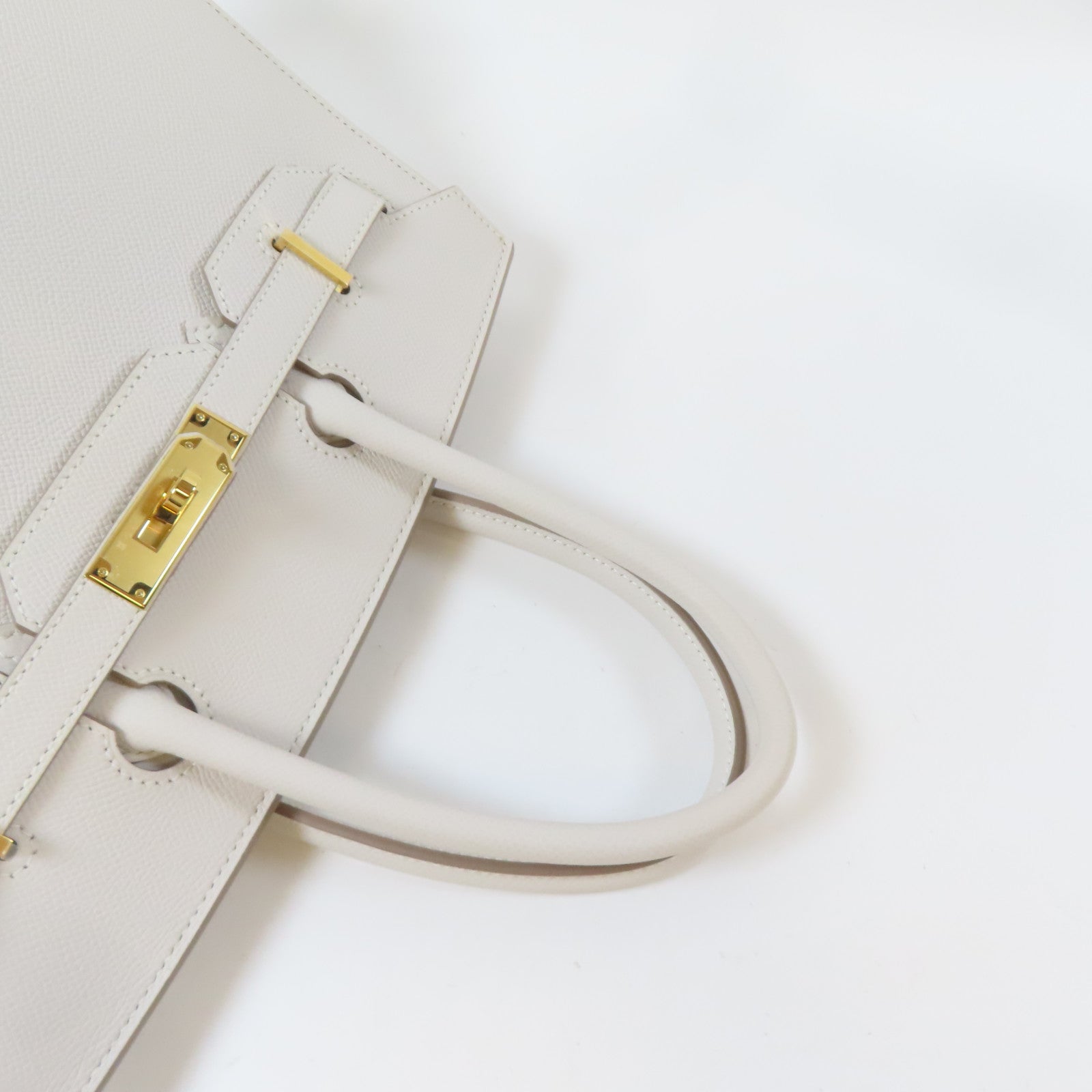 HERMES Epsom皮革Birkin 30金扣手挽袋白色