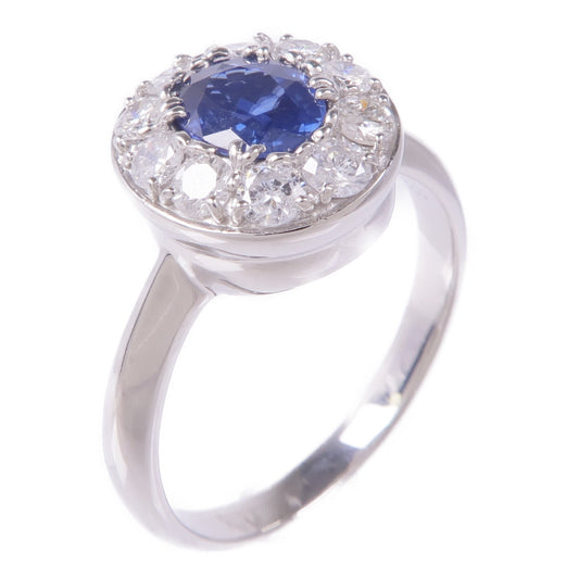 JEWELRY PT900鉑金Sapphire Diamond Ring藍寶石/鑽石戒指US#7