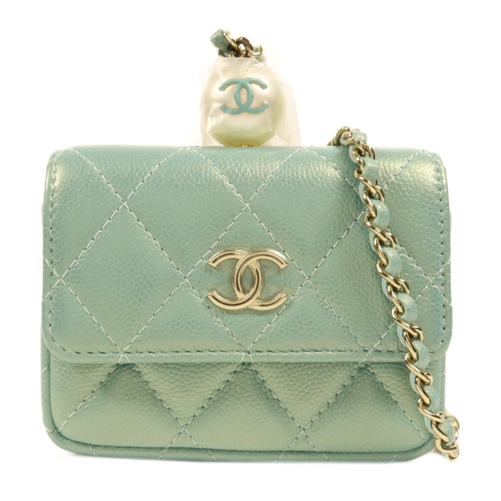 CHANEL 牛皮皮革Matelasse金扣鏈帶肩背袋