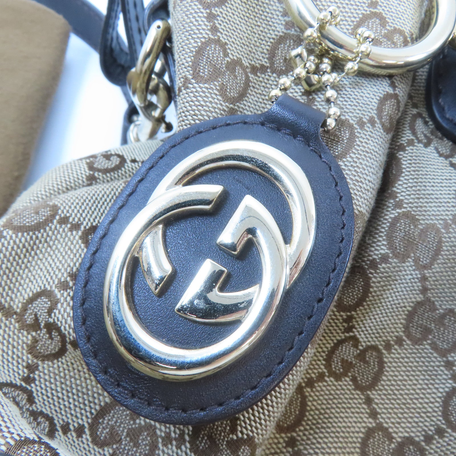 GUCCI【激減優惠】 帆布2 Way Shoulder金扣手挽肩背兩用袋棕色