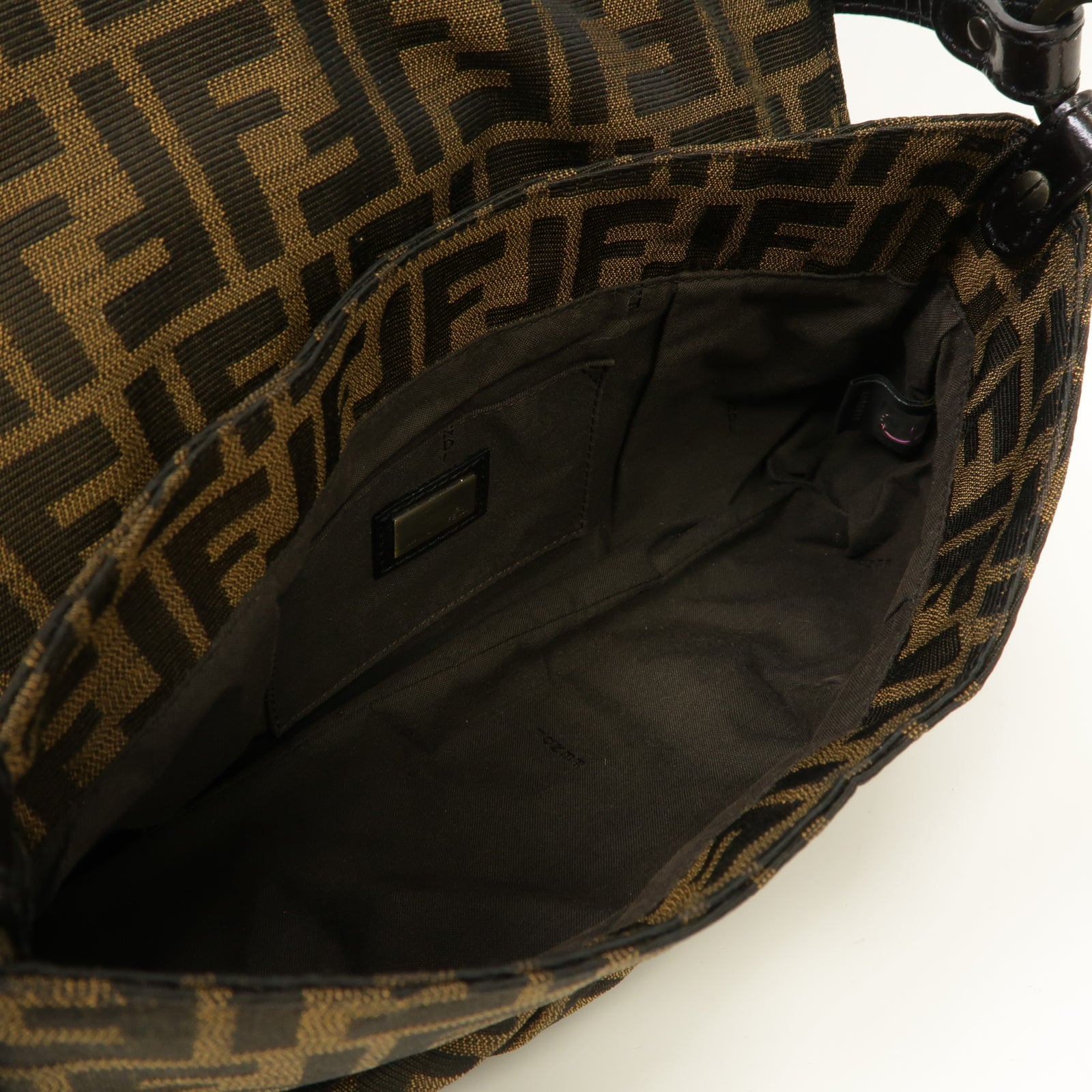 FENDI 帆布Chef Shoulder Bag金扣肩背袋啡色