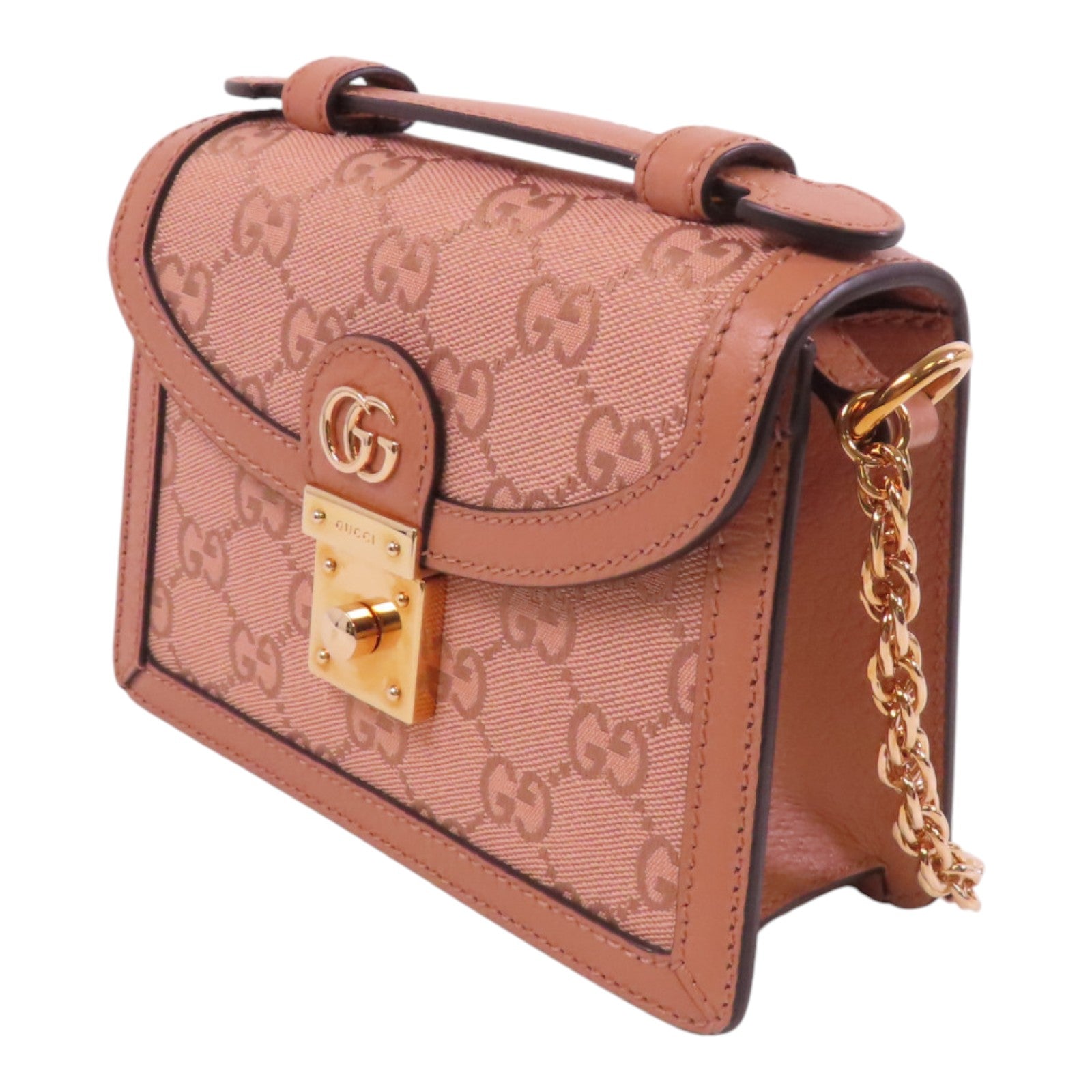 GUCCI GG帆布Ophida GG Supreme Bag金扣鏈帶肩背袋