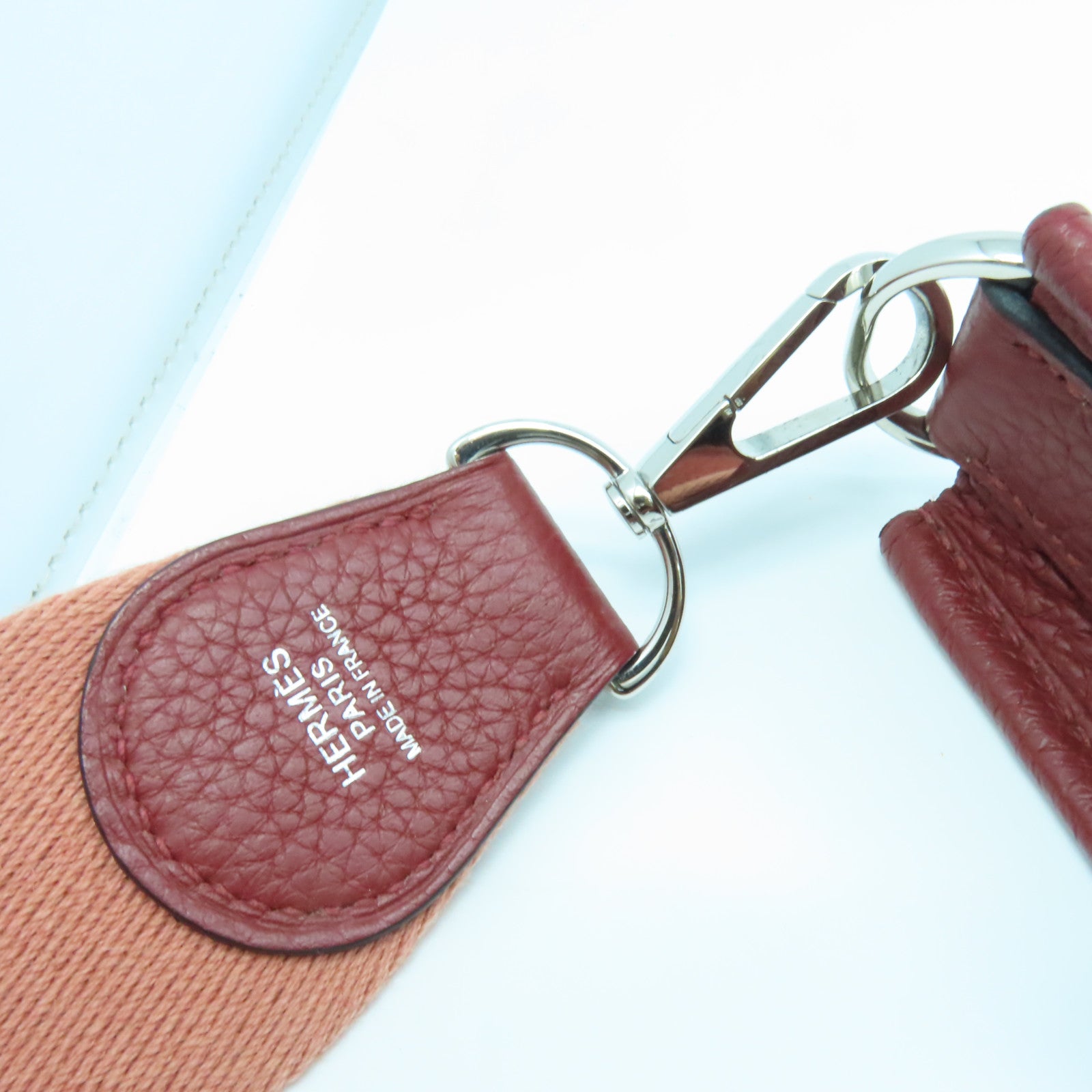HERMES 【激減優惠】Clemence皮革Evelyne GM銀扣肩背袋Rouge H愛馬仕紅色