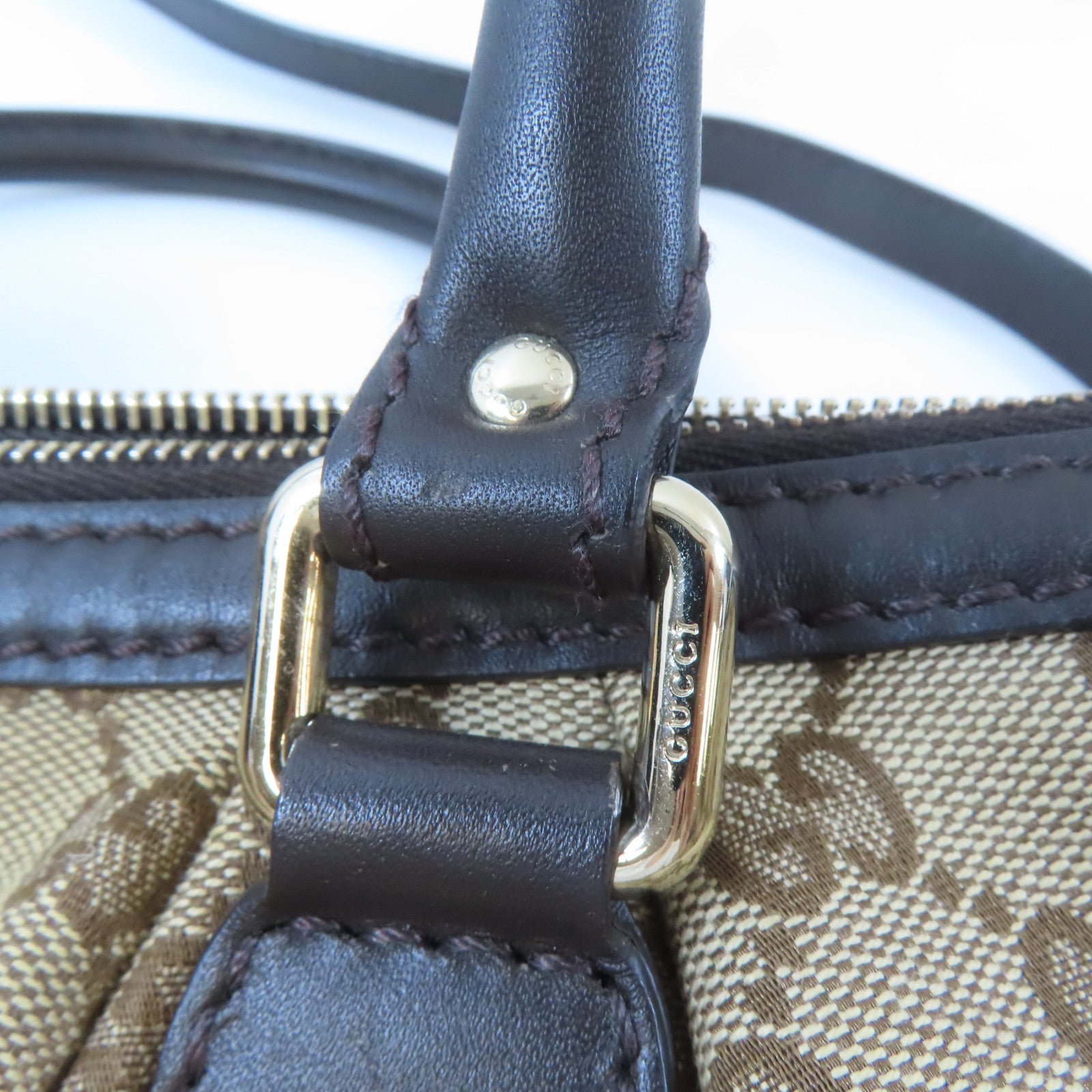 GUCCI【激減優惠】 帆布2 Way Shoulder金扣手挽肩背兩用袋棕色