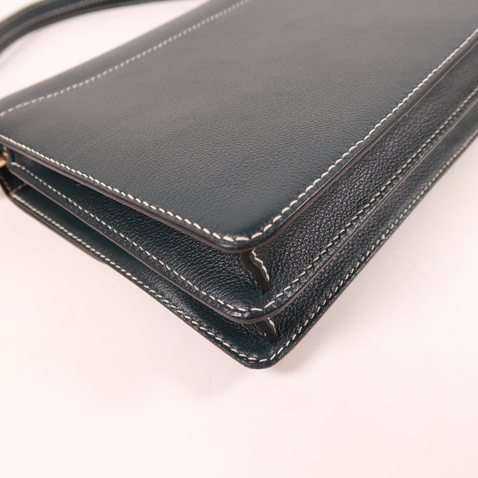 HERMES Evercolor皮革Roulis 23金扣肩背袋Vert Cypres