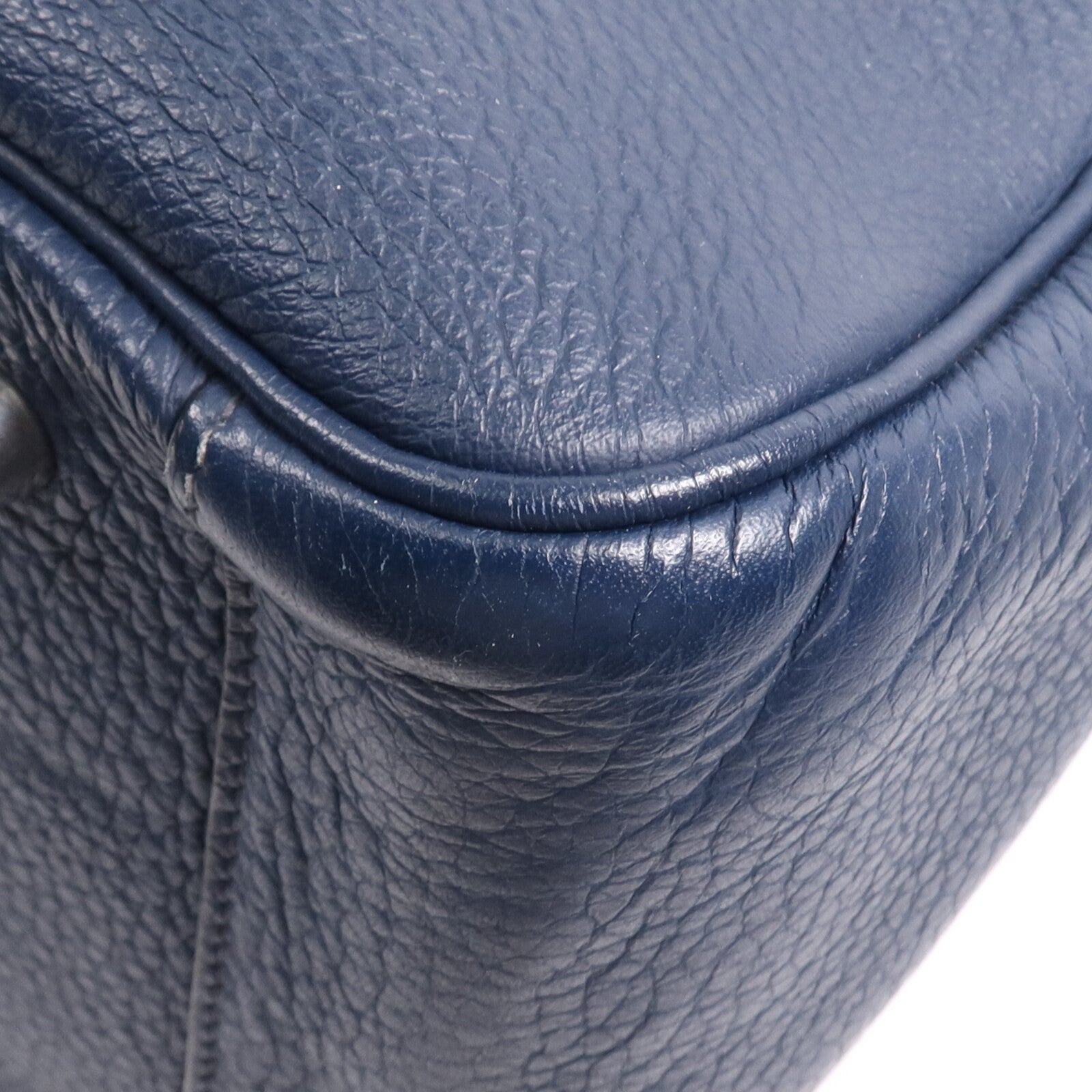 HERMES Clemence皮革Lindy 34銀扣手挽肩背兩用袋Navy