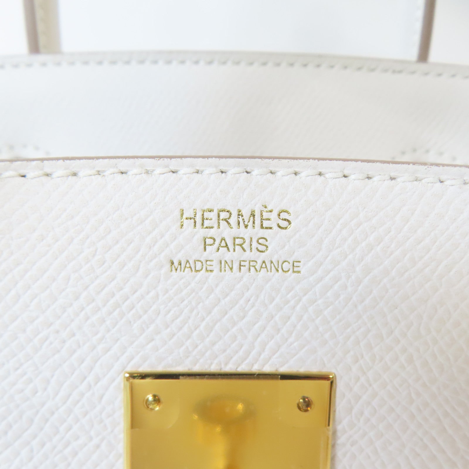 HERMES Epsom皮革Birkin 30金扣手挽袋白色