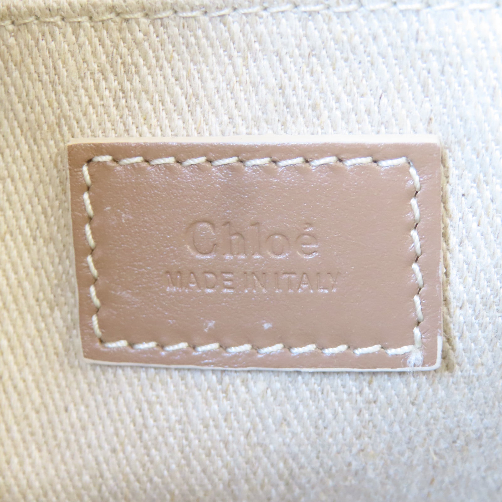 Chloe 帆布Woody Tote Bag肩背袋米色/粉紅色