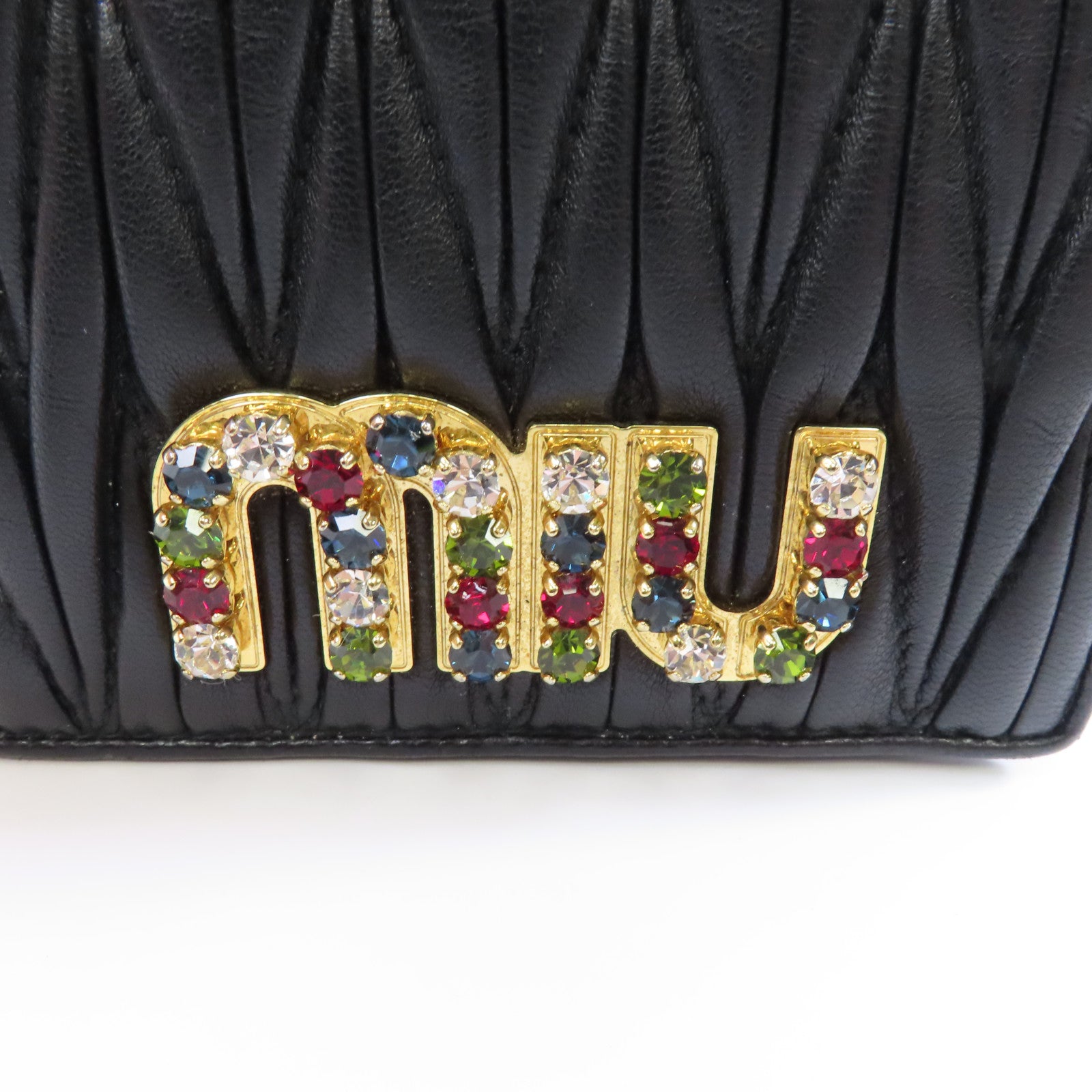 Miu Miu 羊皮皮革Matelasse Wallet金扣錢包黑色