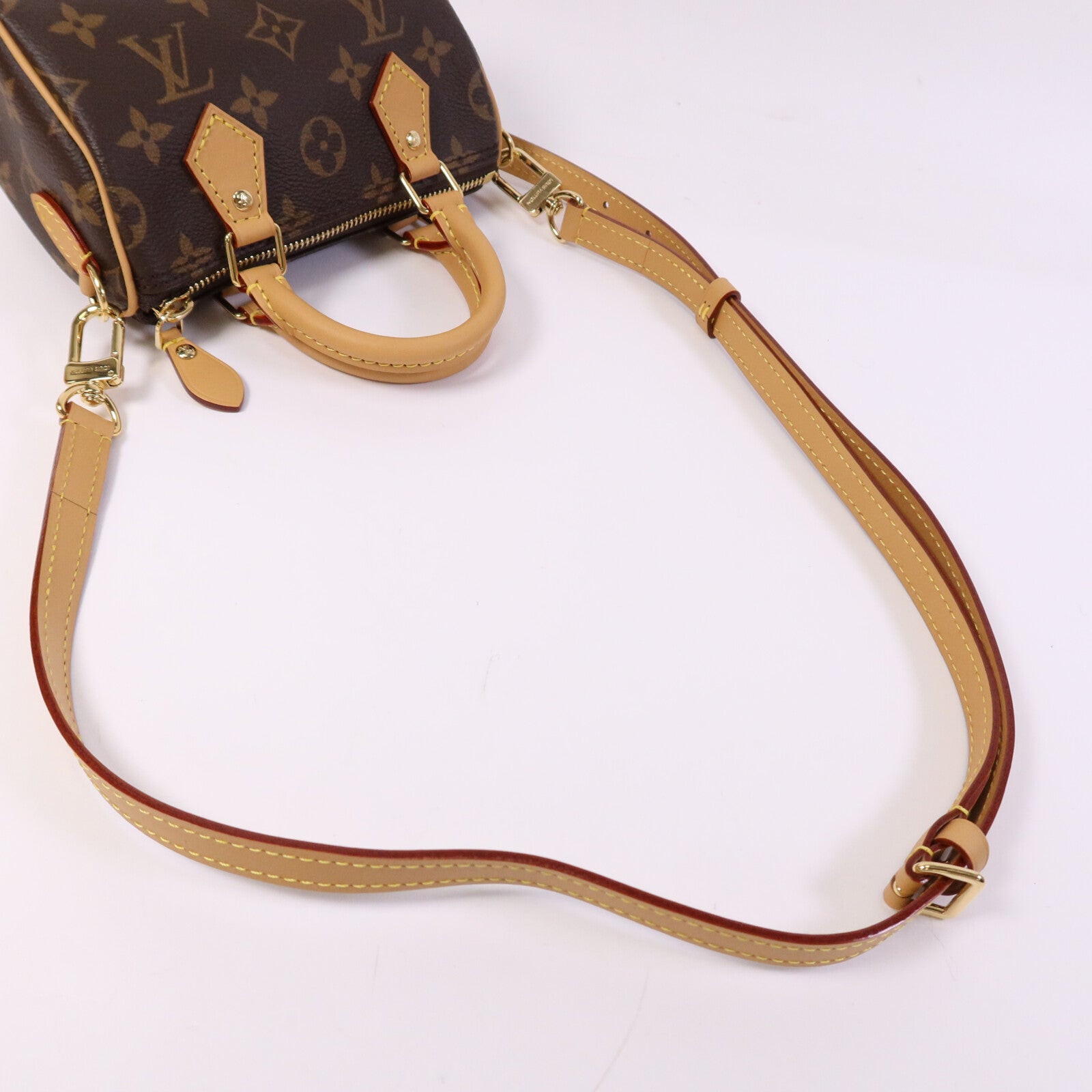 LOUIS VUITTON Monogram Nano Speedy金扣手挽肩背兩用袋
