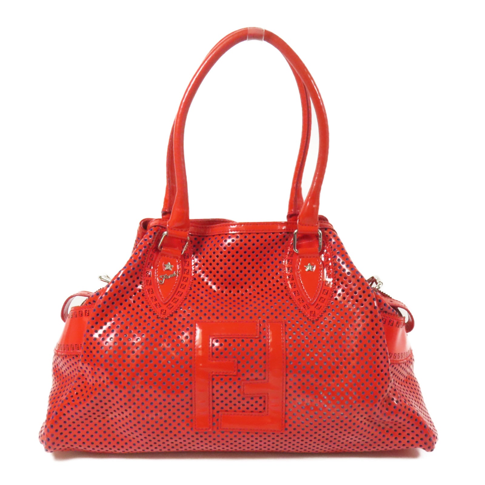 FENDI 漆皮皮革Sac A Main En Evir銀扣肩背袋