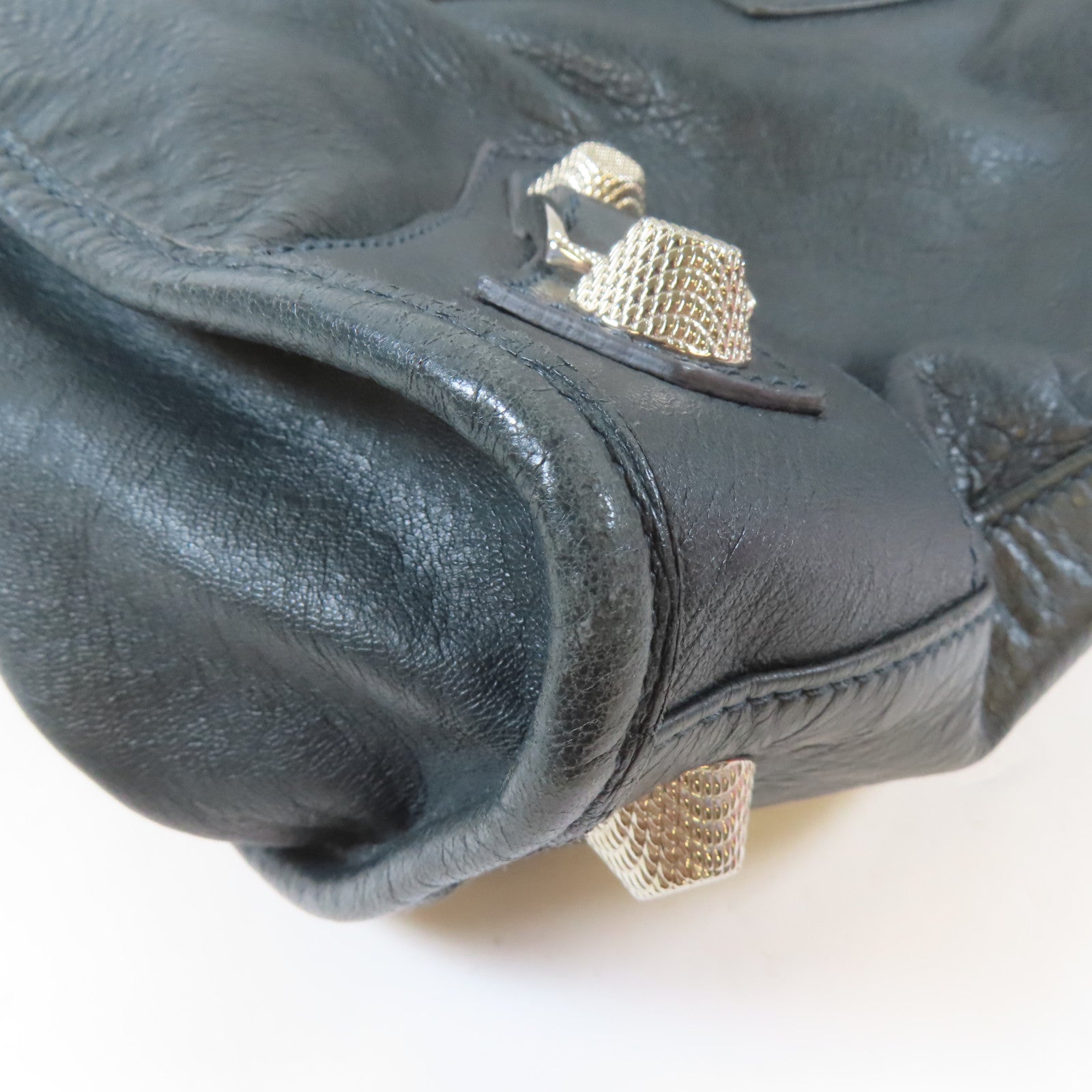 BALENCIAGA 牛皮皮革Giant Work銀扣手挽袋綠色