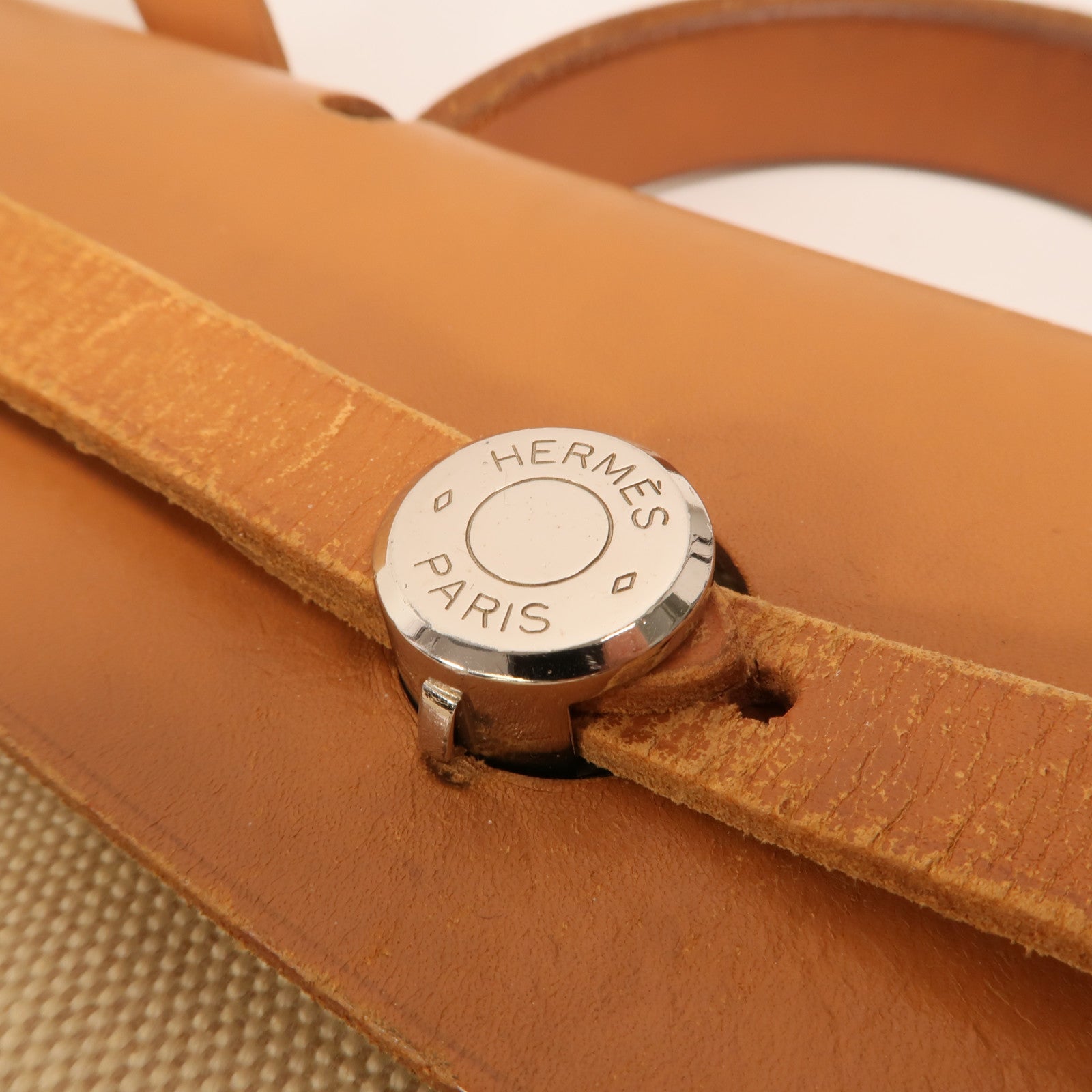 HERMES 帆布Herbag A Dos Zip銀扣背包Gold