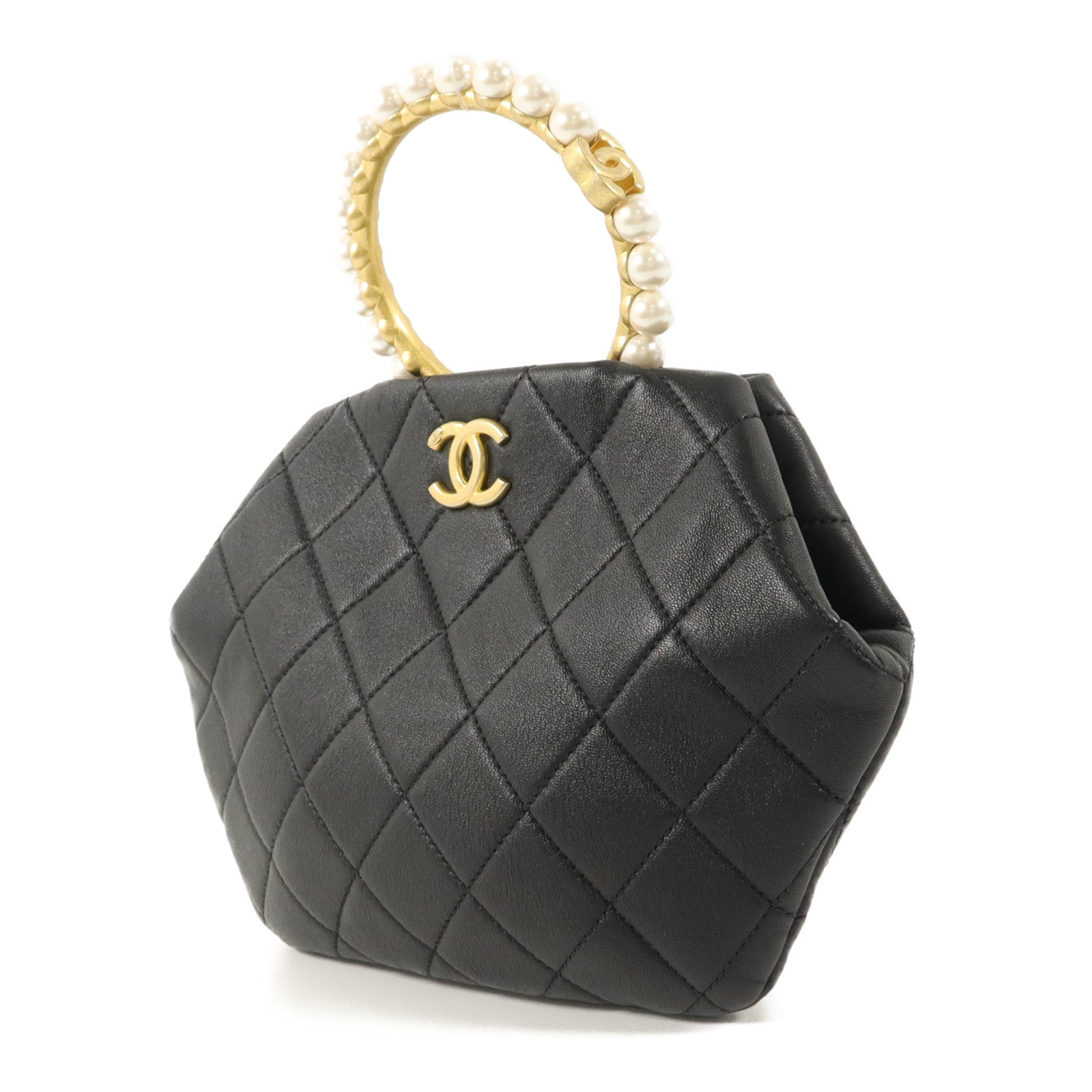 CHANEL 羊皮皮革Matelasse Handle手挽袋