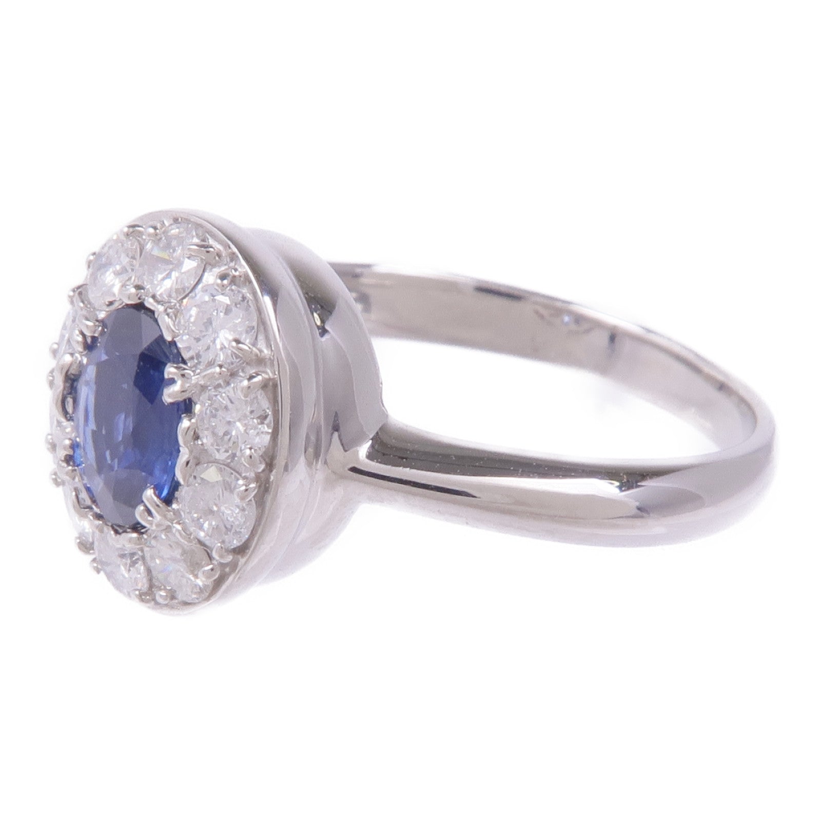 JEWELRY PT900鉑金Sapphire Diamond Ring藍寶石/鑽石戒指US#7