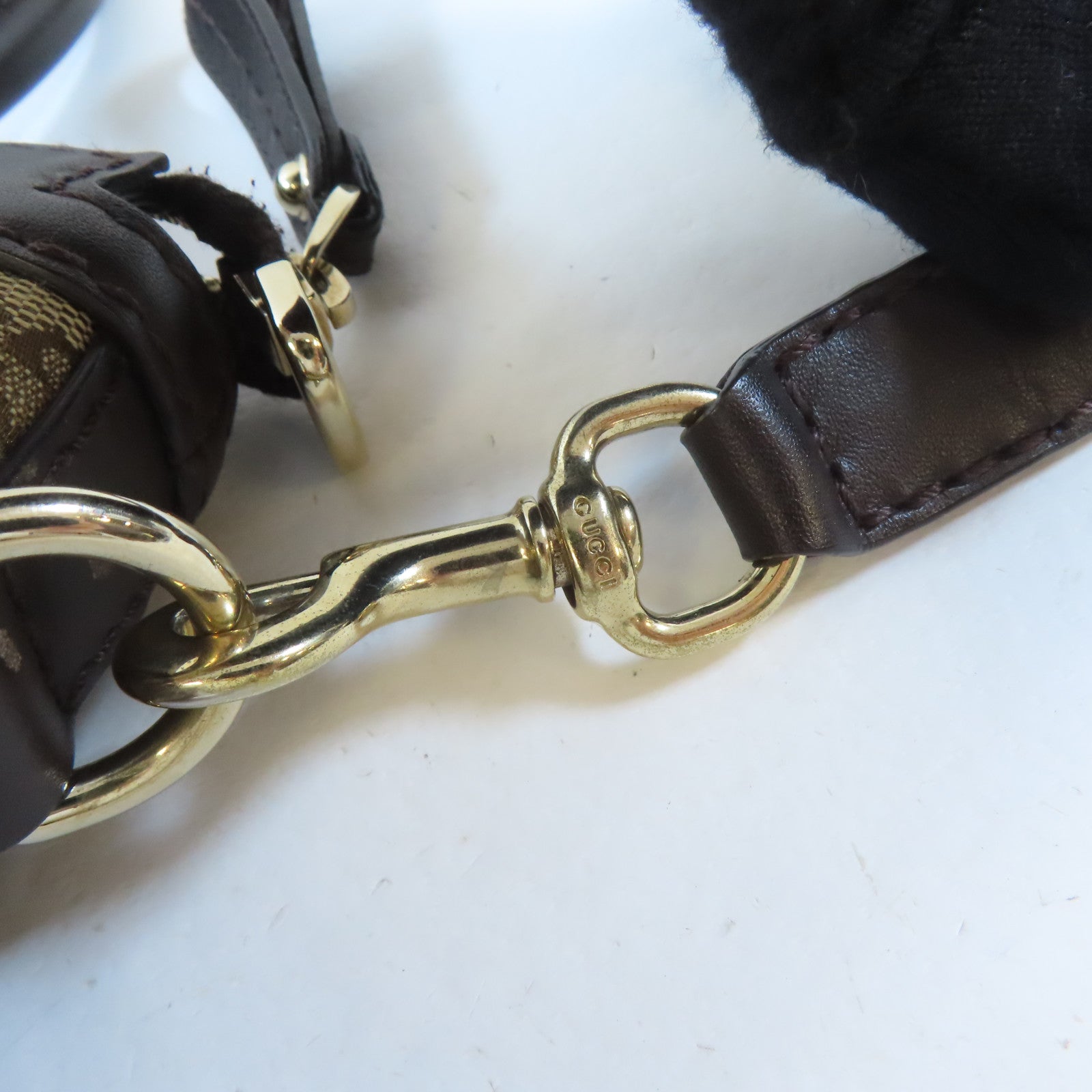 GUCCI【激減優惠】 帆布2 Way Shoulder金扣手挽肩背兩用袋棕色