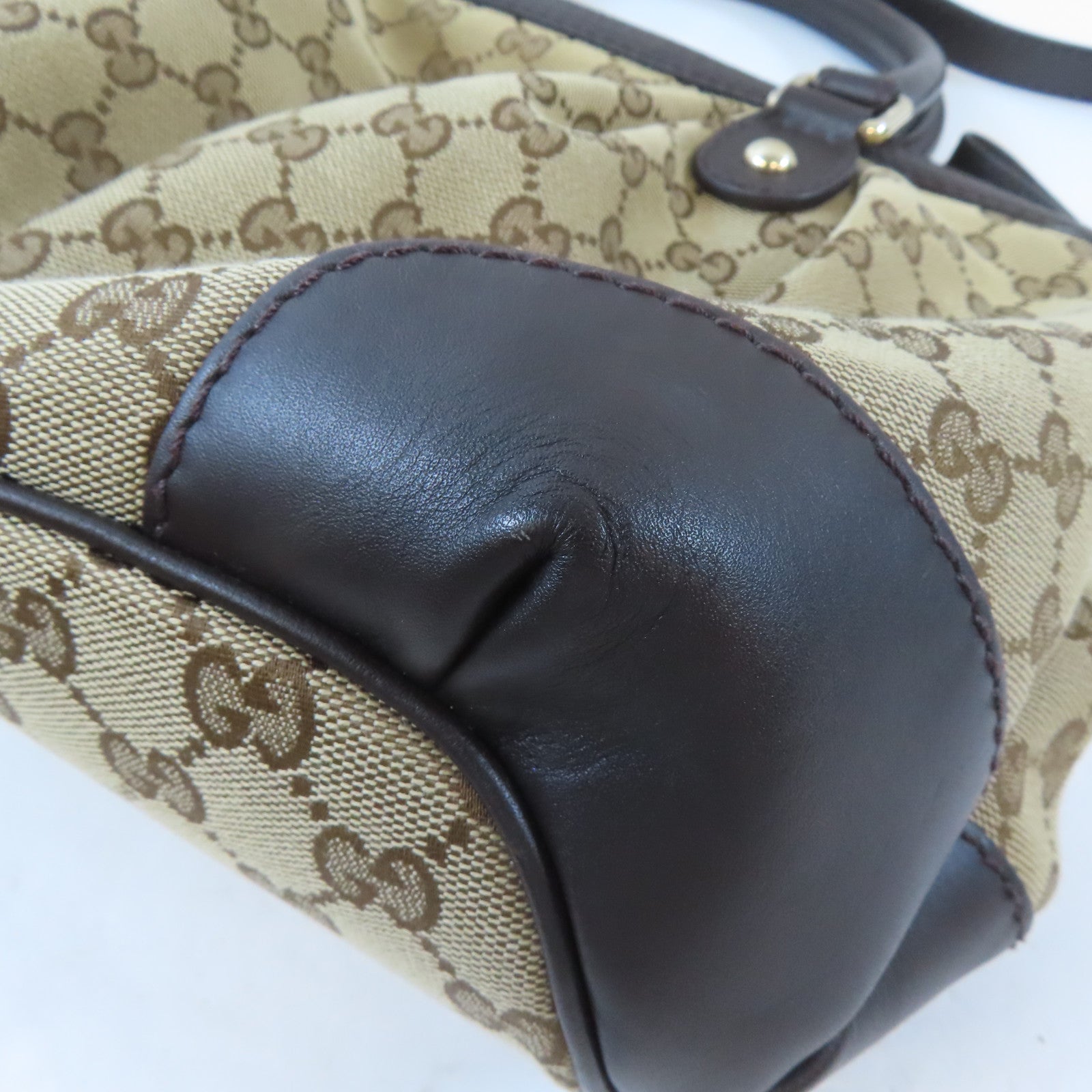 GUCCI【激減優惠】 帆布2 Way Shoulder金扣手挽肩背兩用袋棕色
