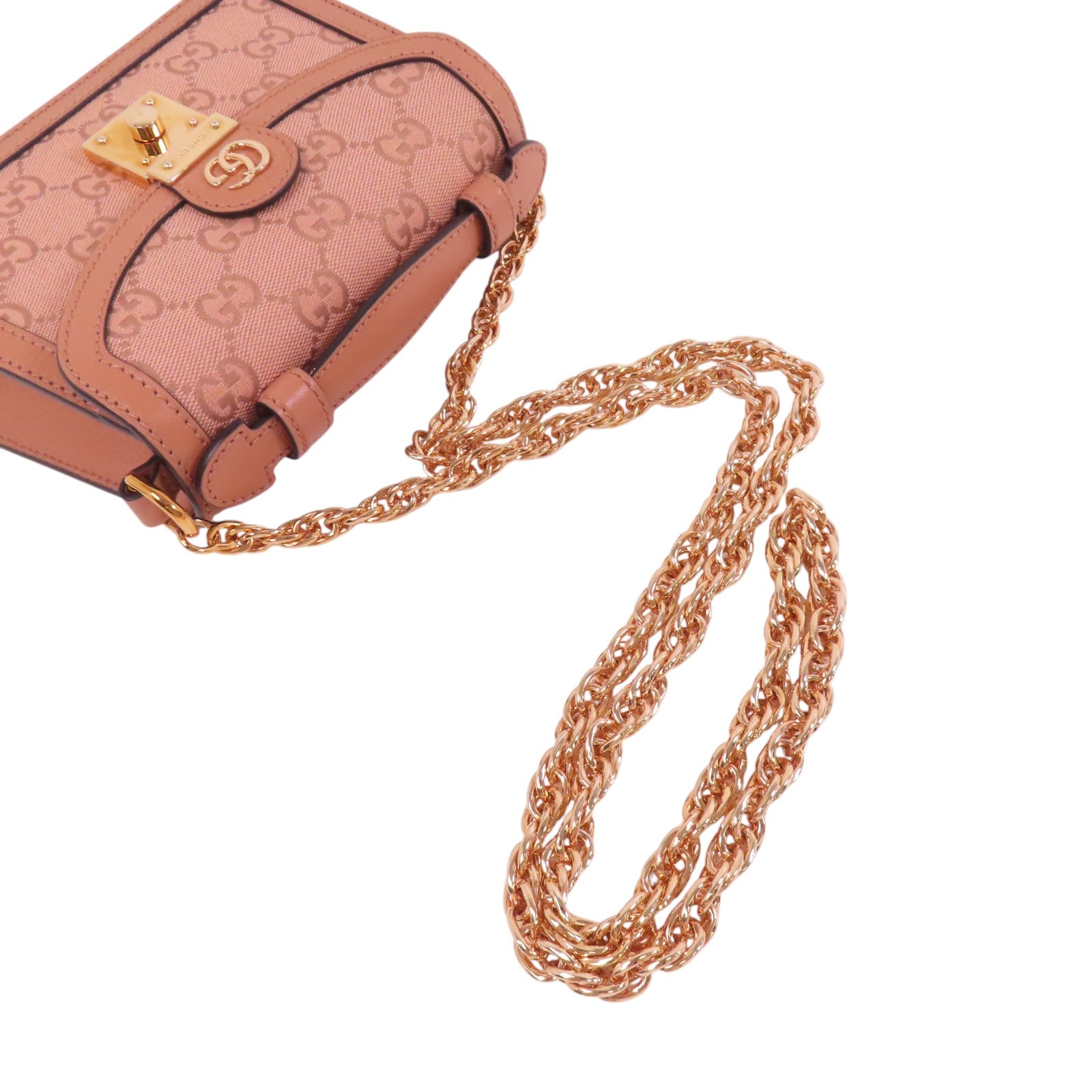 GUCCI GG帆布Ophida GG Supreme Bag金扣鏈帶肩背袋