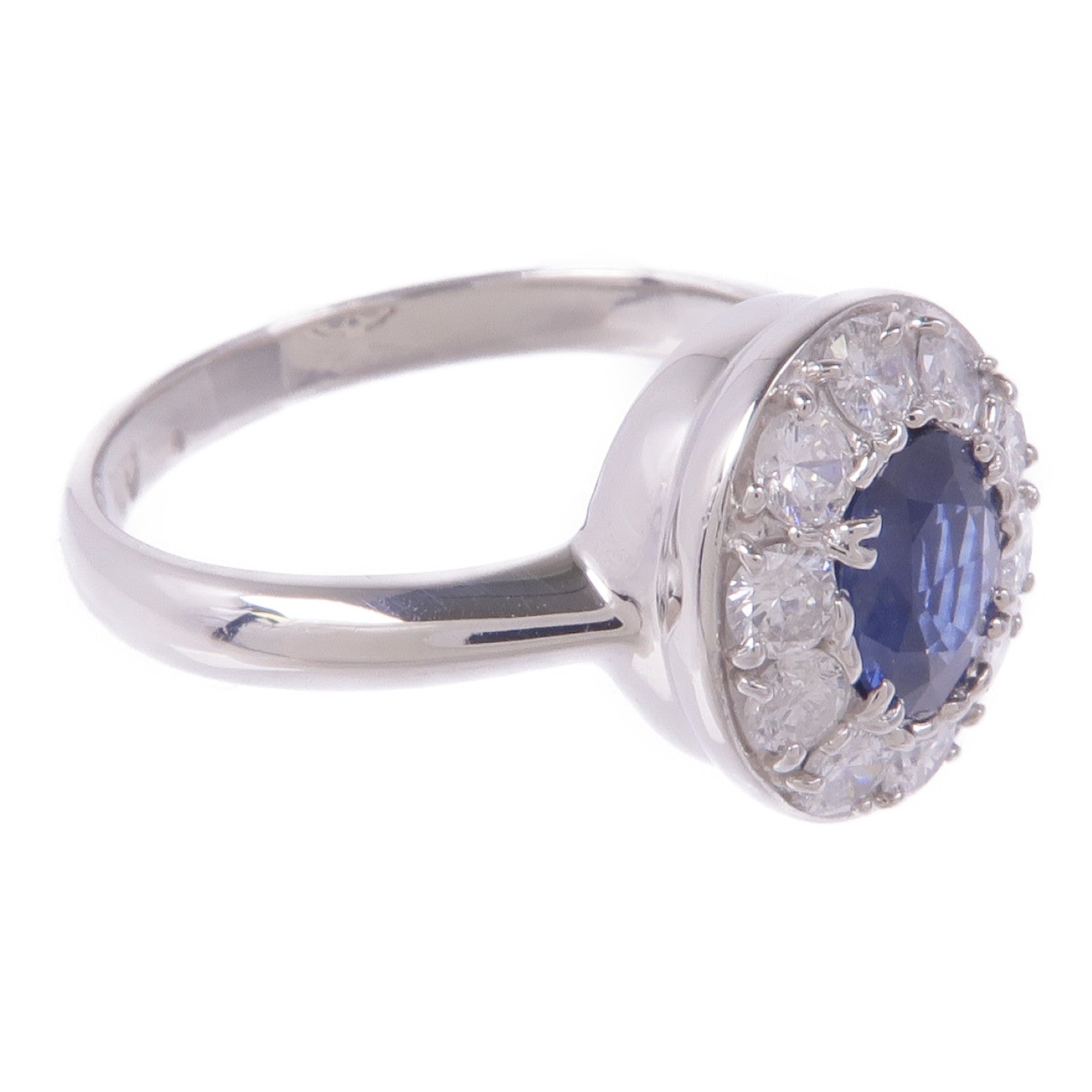 JEWELRY PT900鉑金Sapphire Diamond Ring藍寶石/鑽石戒指US#7