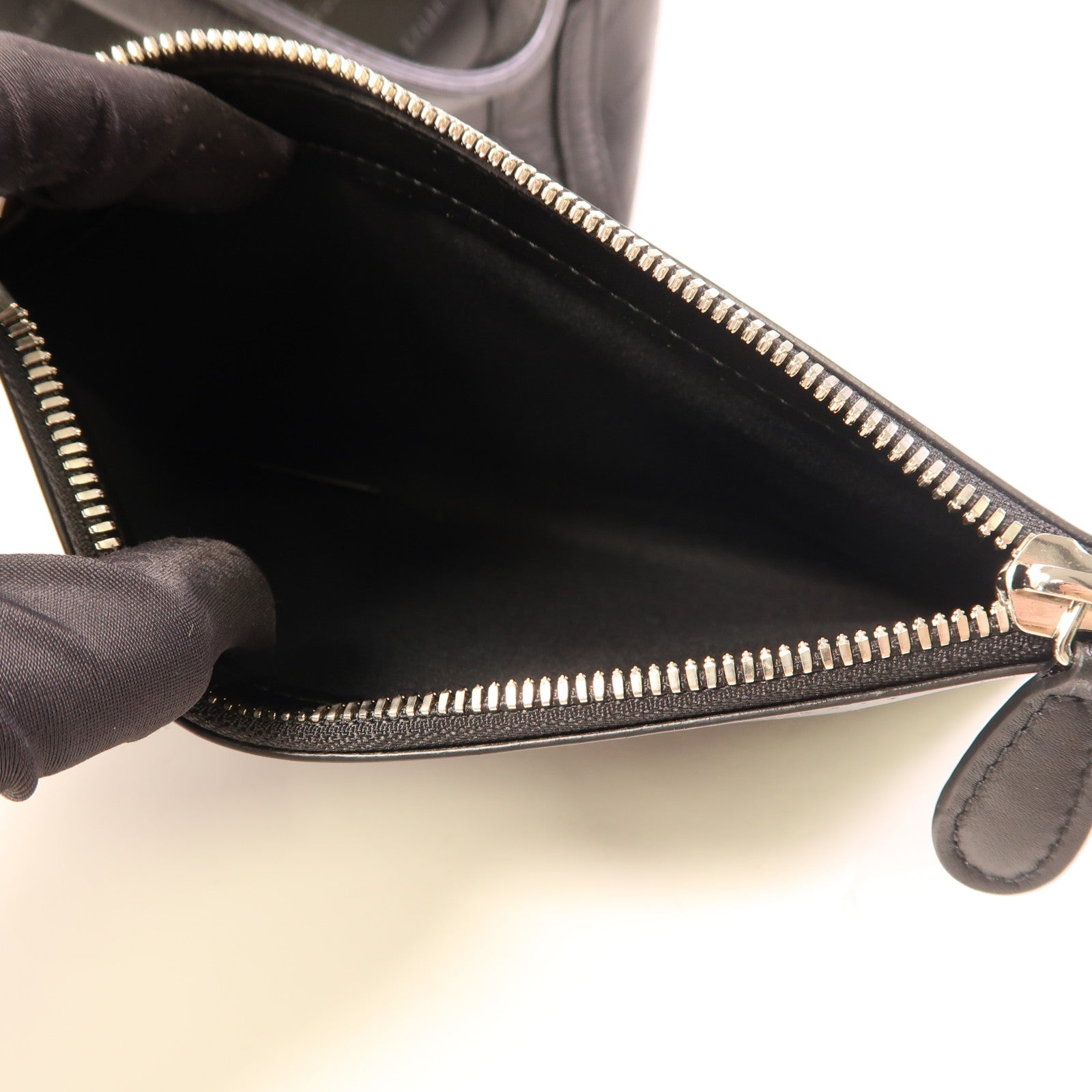 BALENCIAGA Navy Cabas Handbag 339933 Calfskin Leather Black