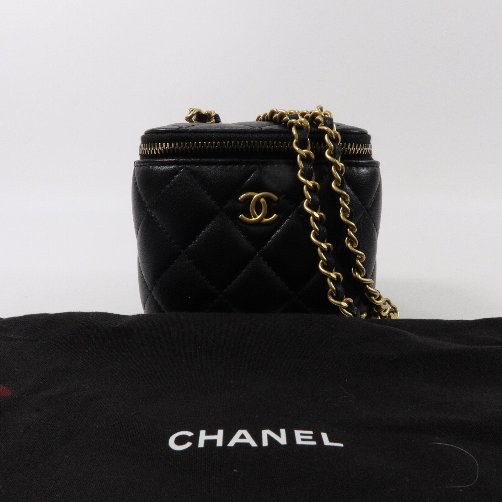 CHANEL 羊皮皮革Mini Vanity Case With Gold Ball鏈帶肩背袋