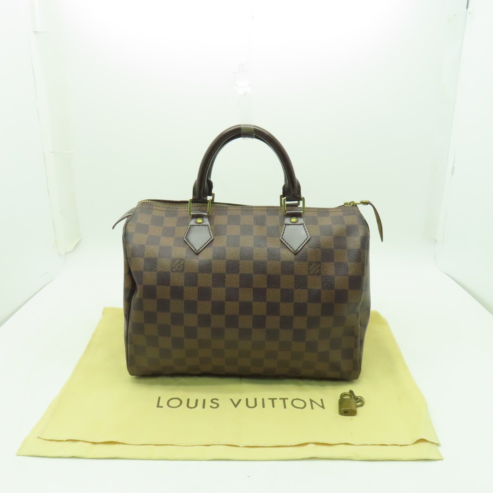 LOUIS VUITTON 【激減優惠】Damier Ebene Speedy 30金扣手挽袋棕色