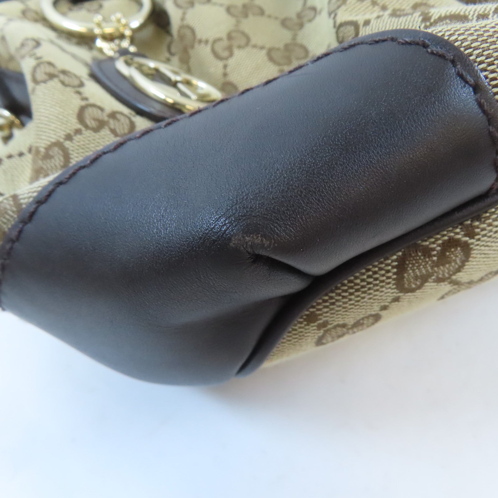 GUCCI【激減優惠】 帆布2 Way Shoulder金扣手挽肩背兩用袋棕色