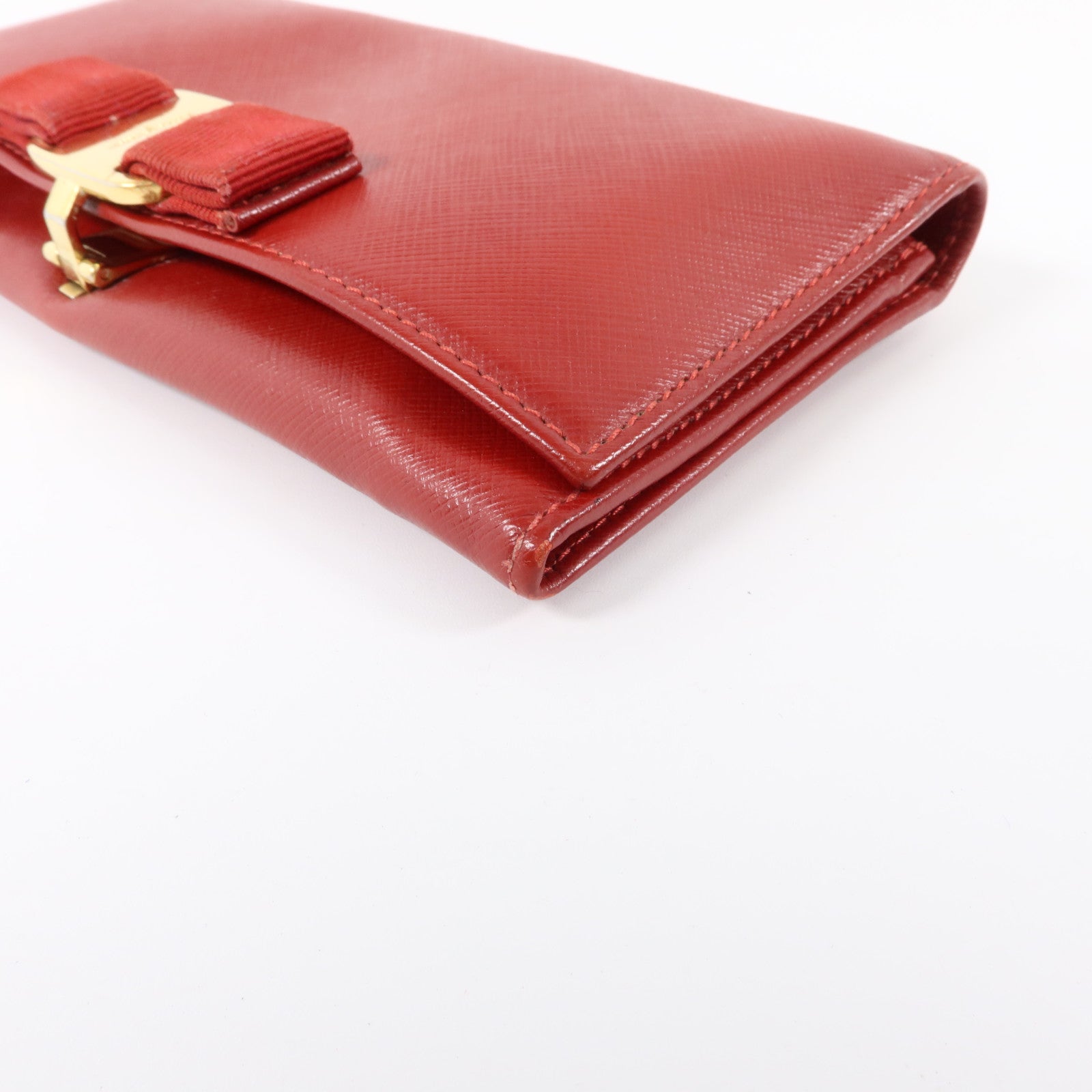 Salvatore Ferragamo Saffiano皮革Vara Bow Long Wallet金扣長錢包