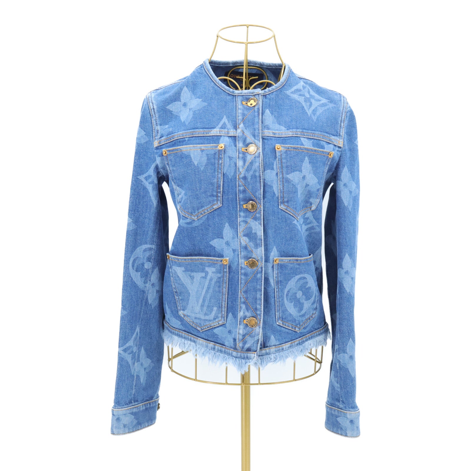LOUIS VUITTON Giant Monogram Collarless Denim Jacket外套