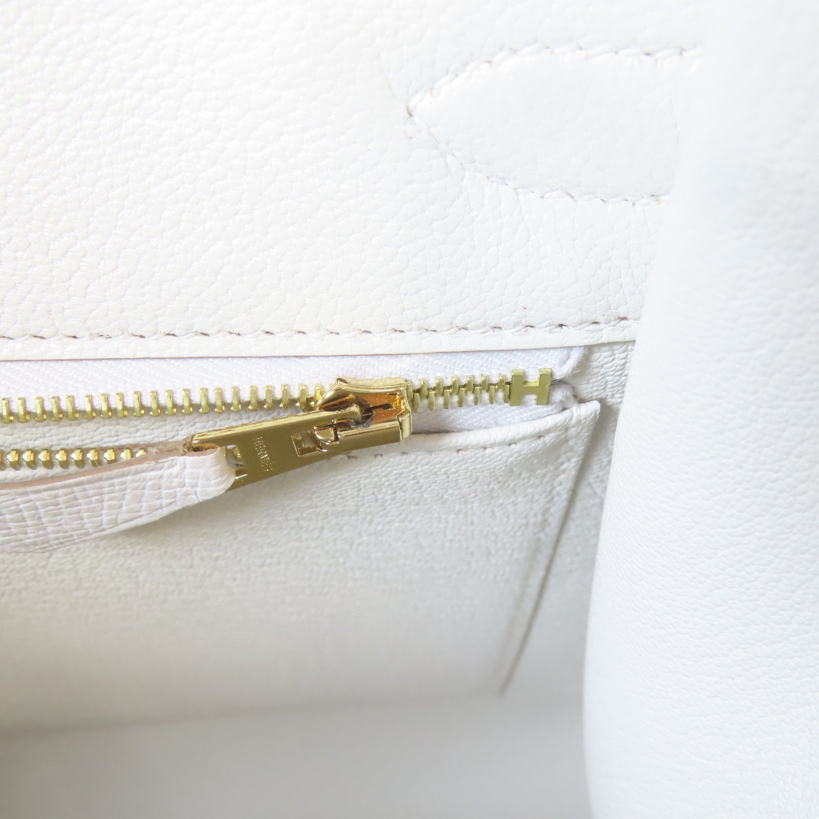 HERMES Epsom皮革Birkin 30金扣手挽袋白色