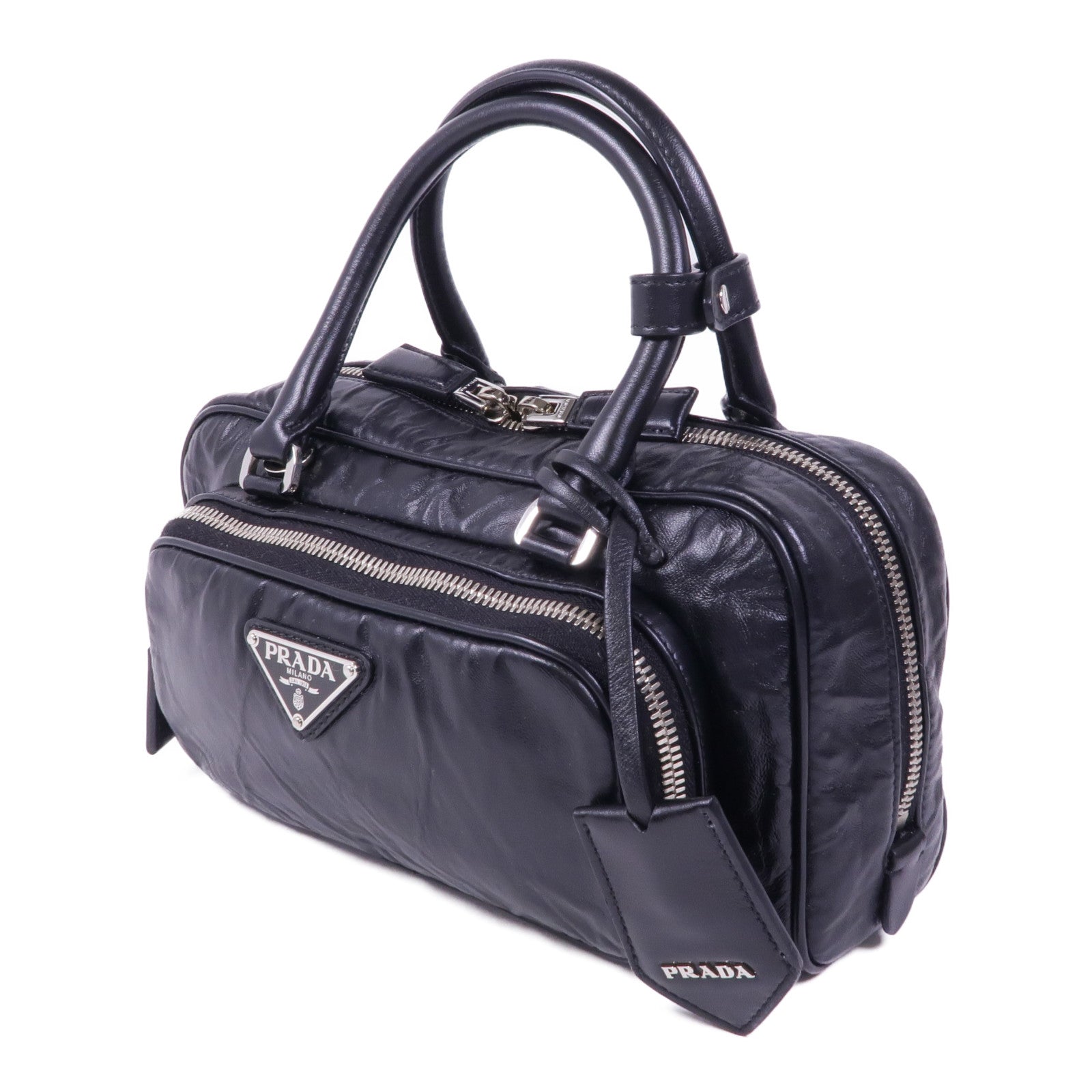 PRADA 牛皮皮革2 Way Shoulder Bag銀扣手挽肩背兩用袋