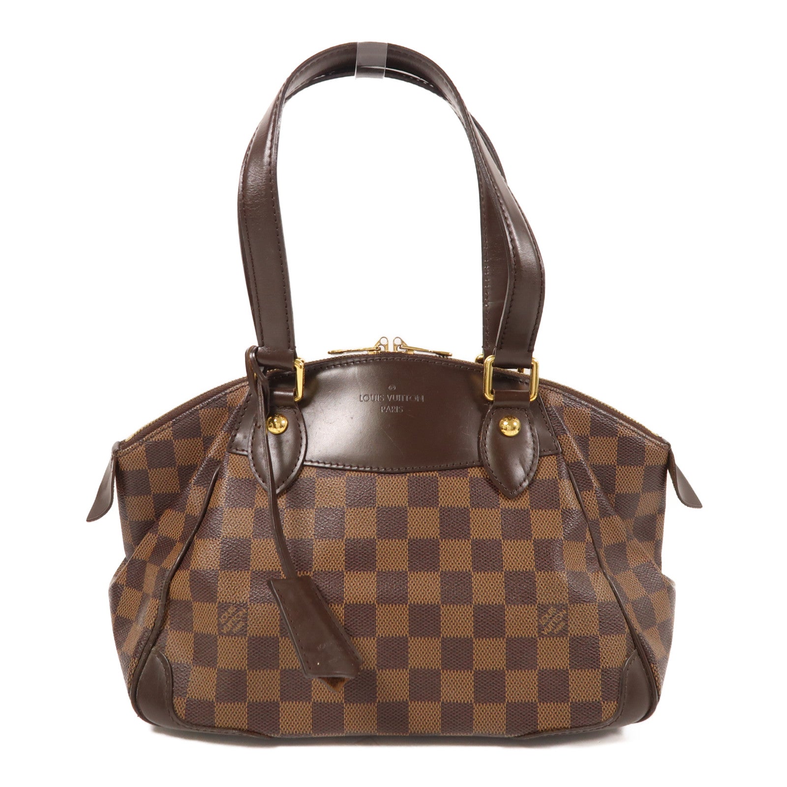 LOUIS VUITTON Damier Verona PM金扣肩背袋棕色