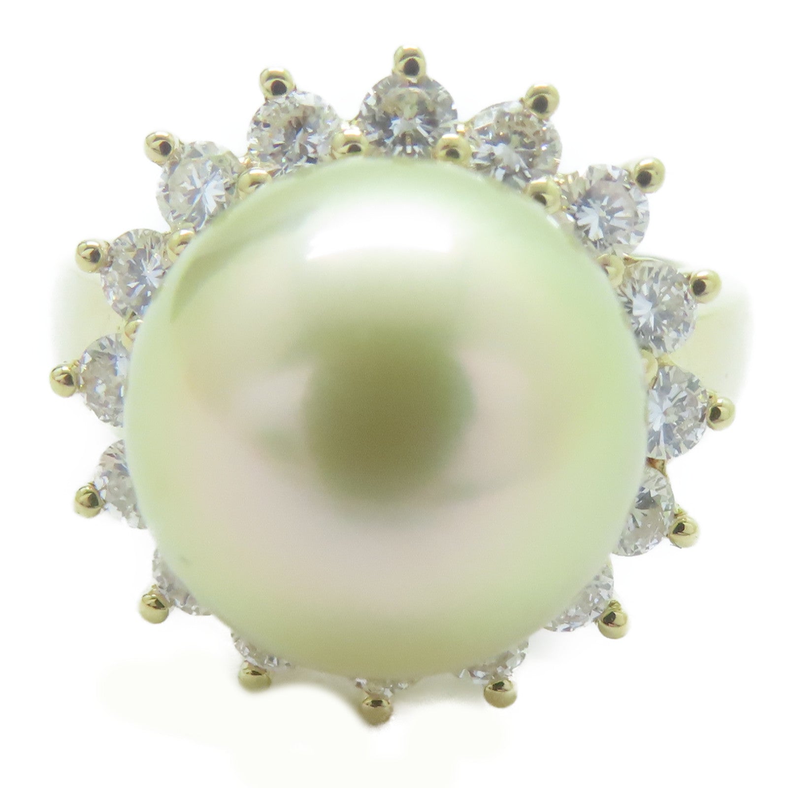 JEWELRY 【激減優惠】18K黃金/Pearl 11.5mm/鑽石Pearl Ring戒指US#6.25